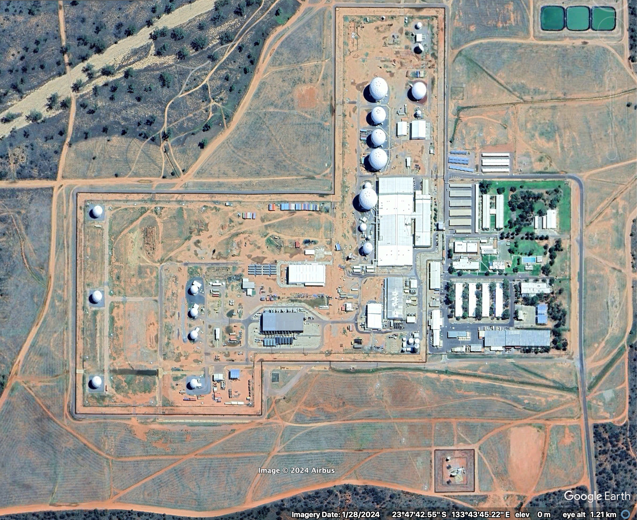 A satellite photo of the Pine Gap facility taken on January 28, 2024. 