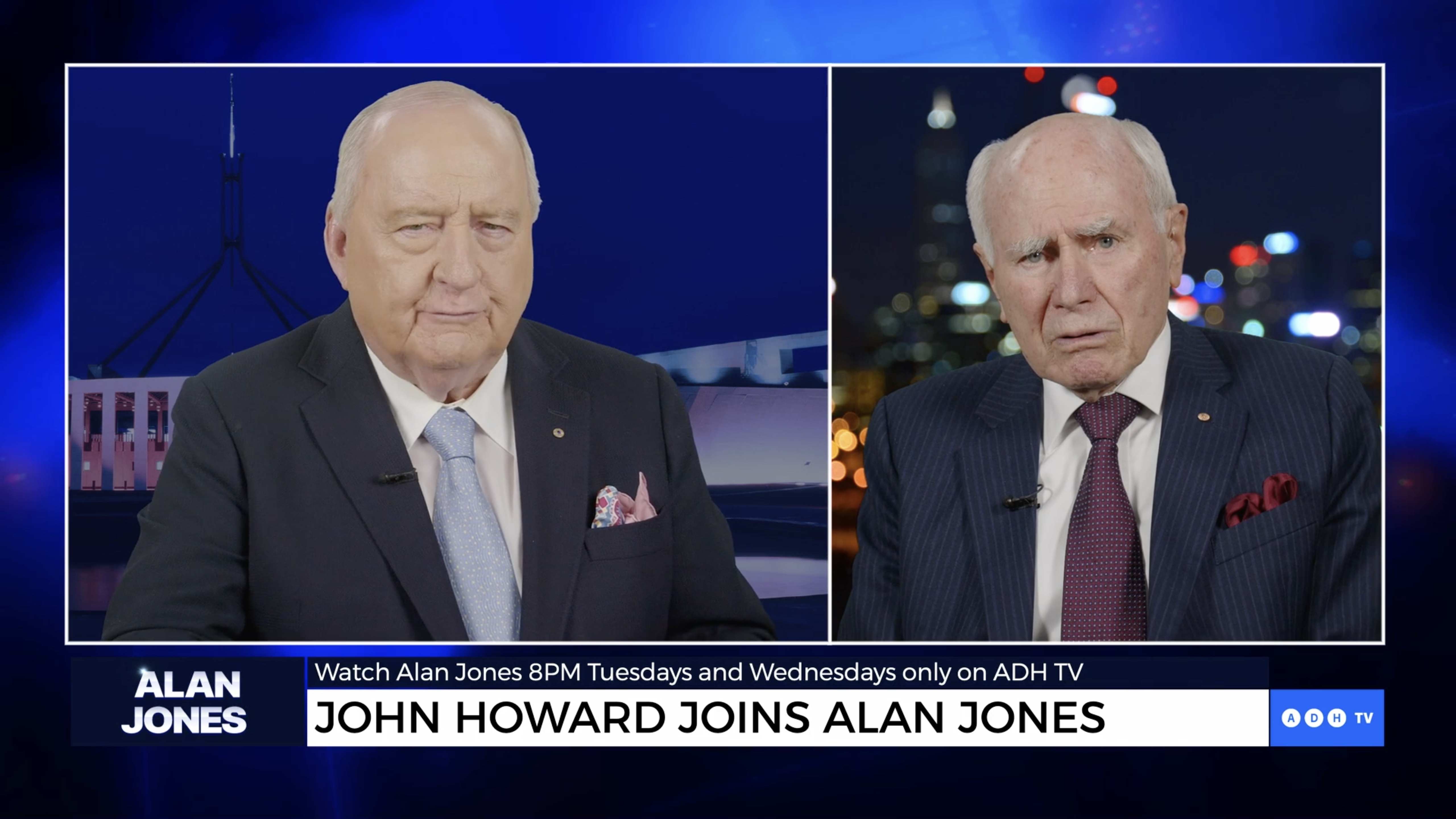 Alan Jones interviews former prime minister John Howard on ADH TV.
