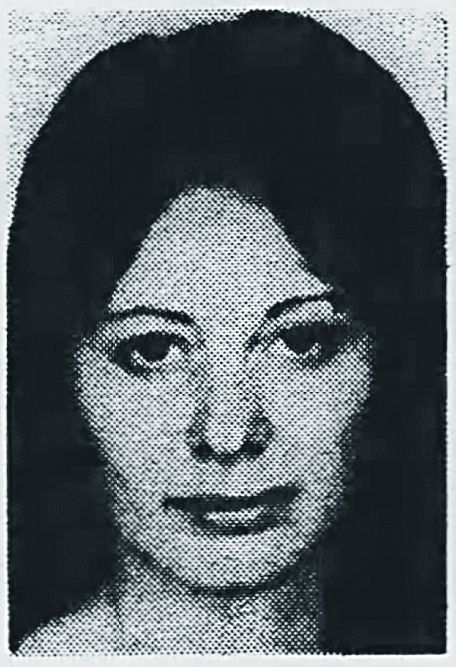 A Victoria Police mugshot of alleged art thief Sky Blue from 1979.