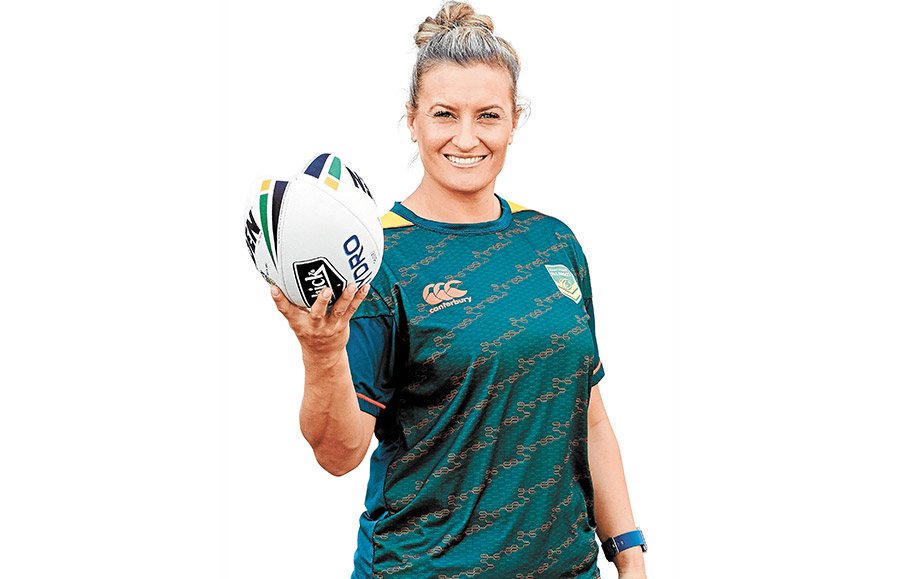 All fired up: Ruan Sims, 34, rugby union/league player