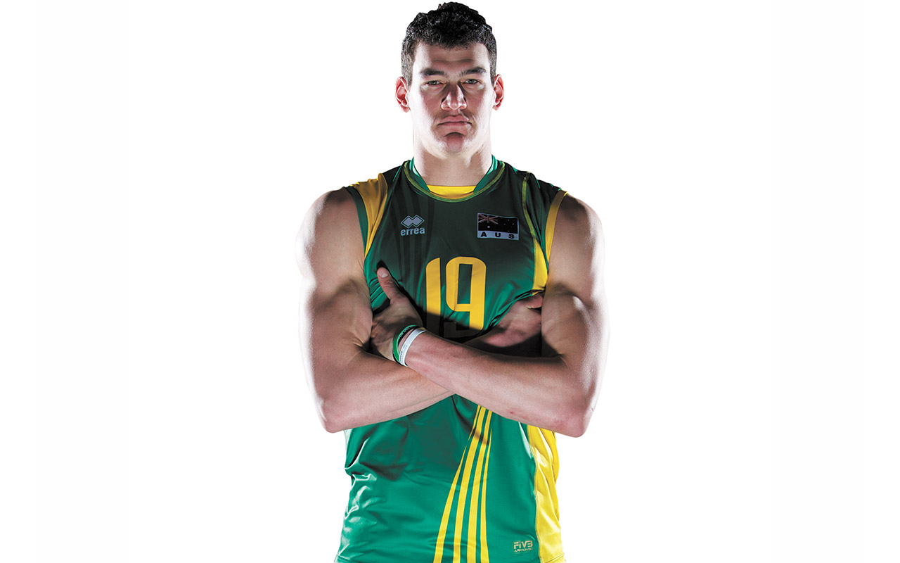 Standing tall: Tom Edgar, 26, volleyball player
