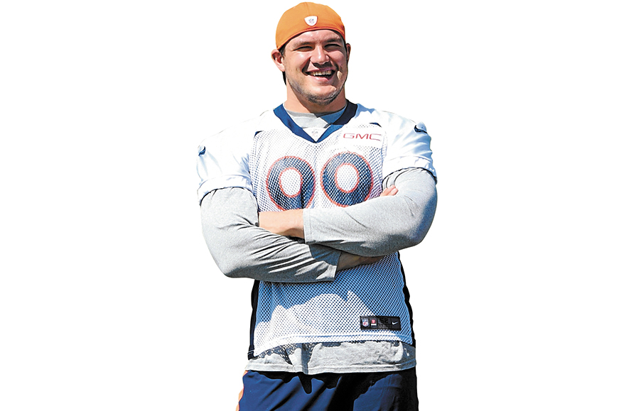 Pushing through: Adam Gotsis, 24, American football player