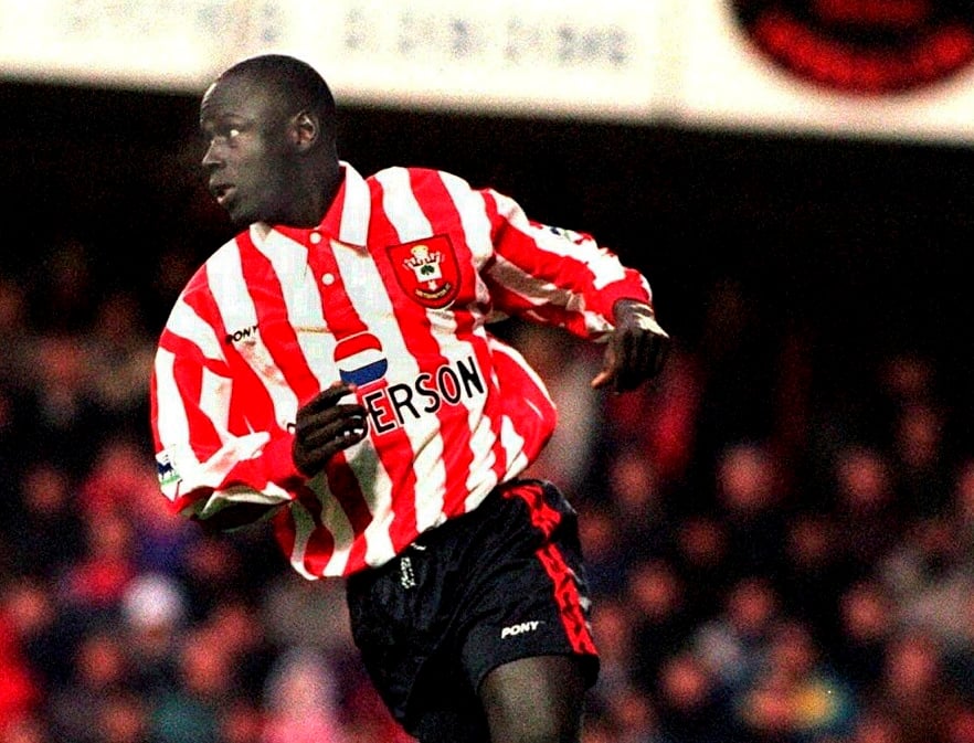 Ali Dia on the pitch during his only appearance for Southampton Football Club.