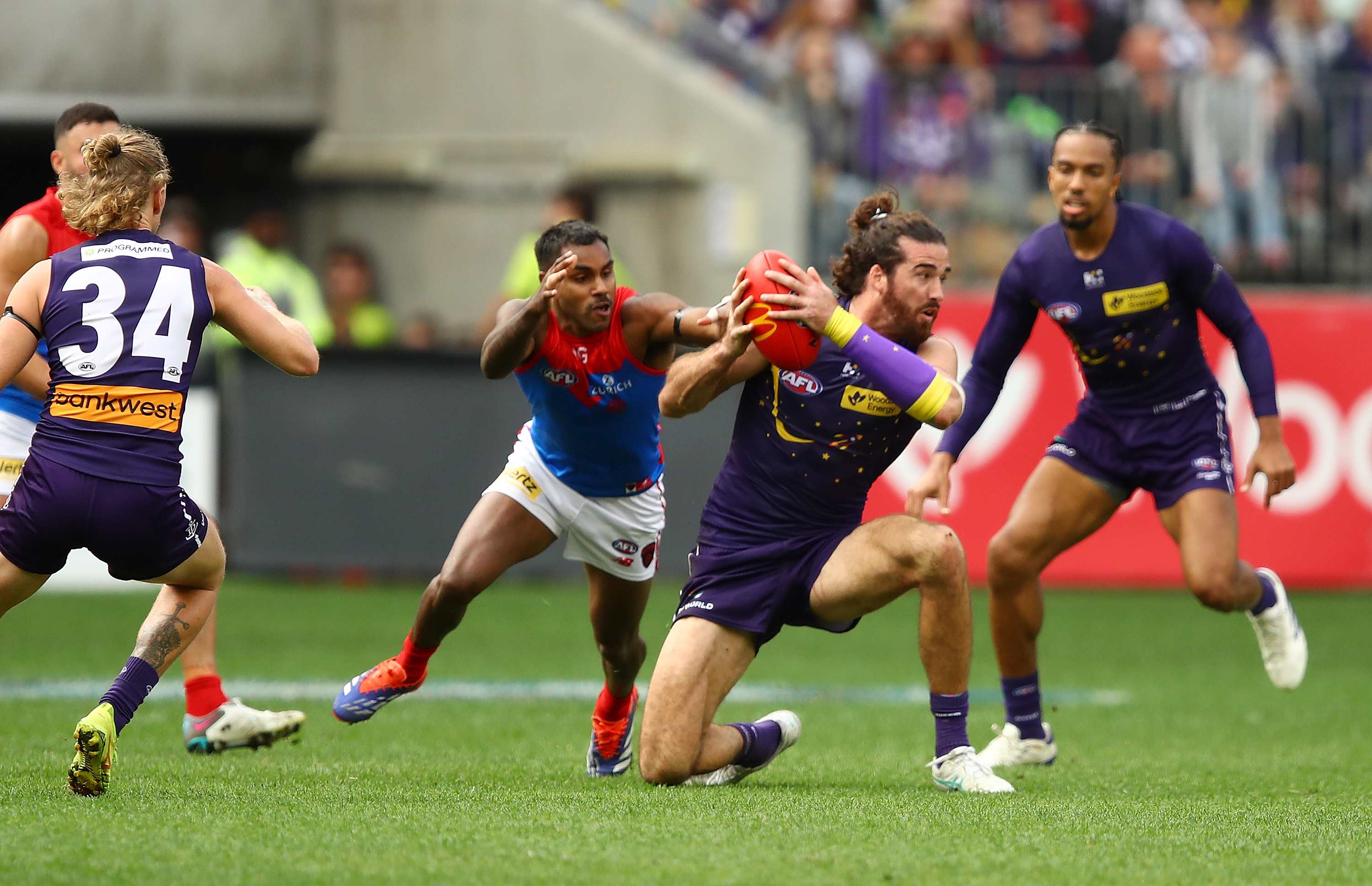 Fremantle captain Alex Pearce during the Dockers’ win against Melbourne.