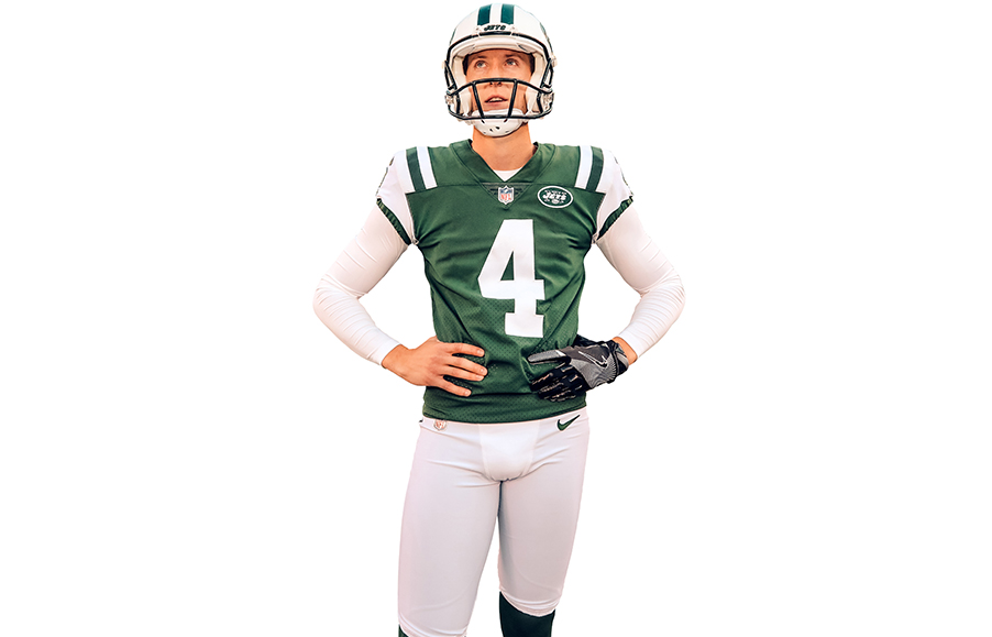 Taking a punt: Lachlan Edwards, 25, American footballer