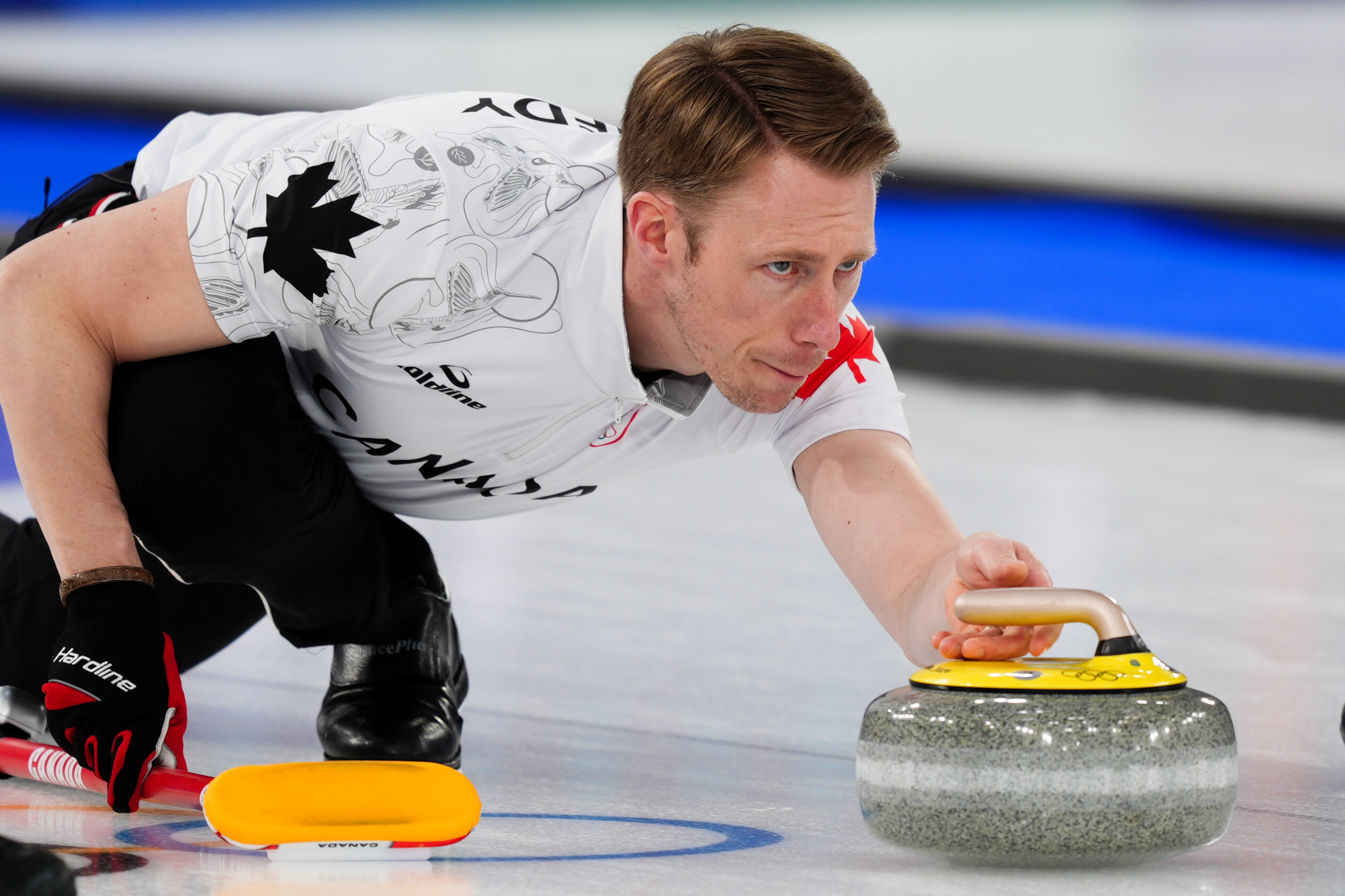 Canadian curler Marc Kennedy at the Milano Cortina Games.