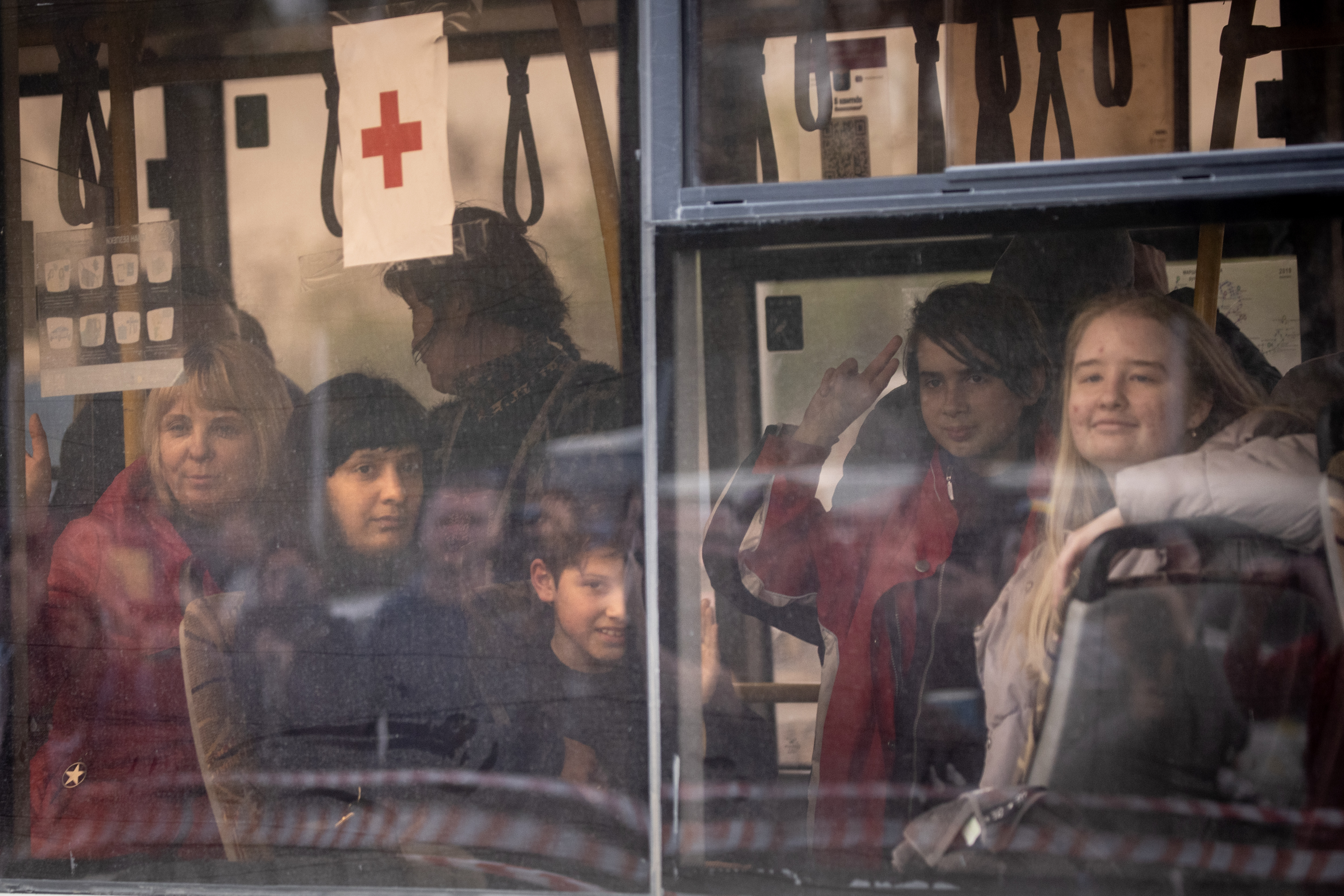 Evacuees from Mariupol on bus to safety