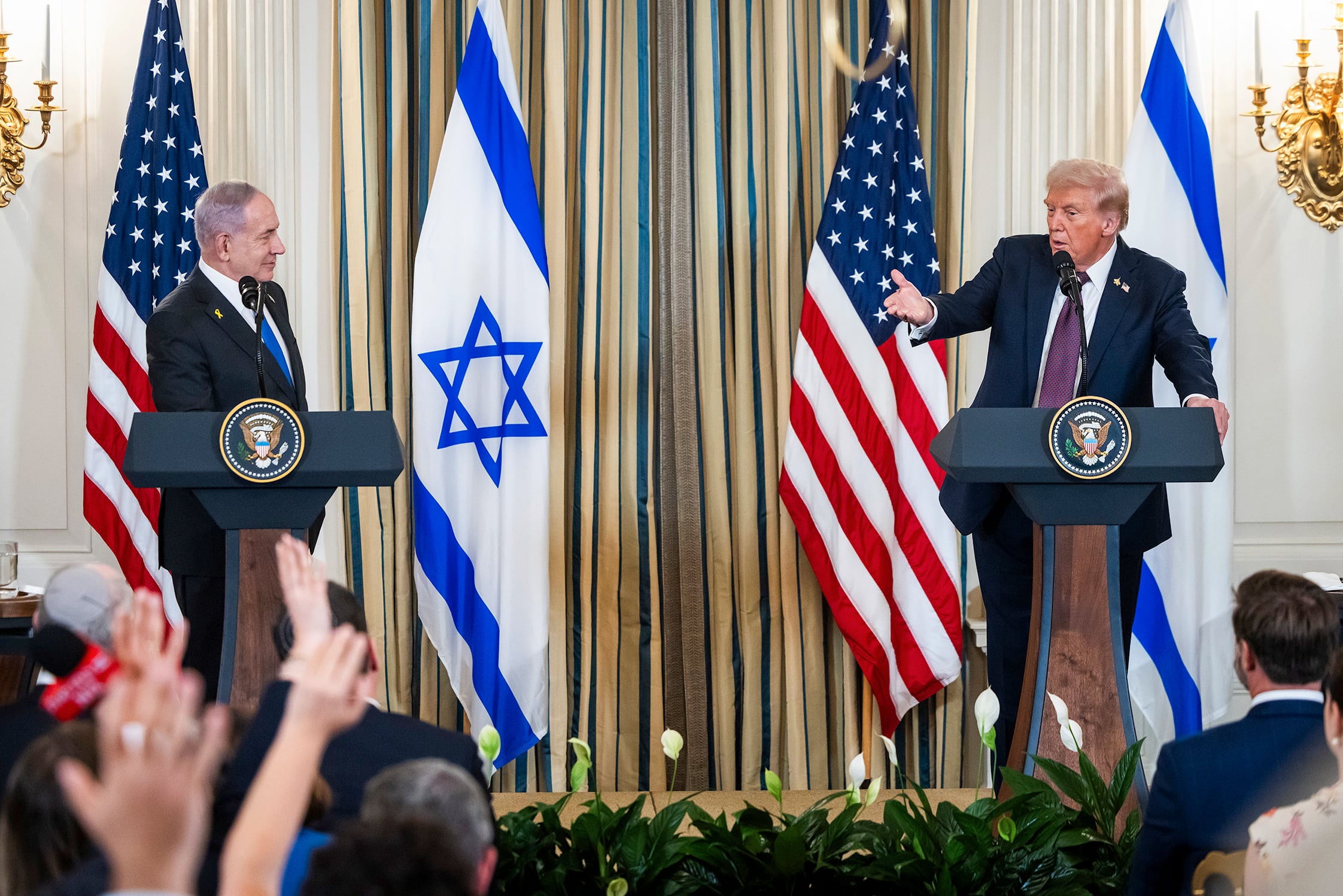 Israeli Prime Minister Benjamin Netanyahu and US President Donald Trump at a White House press conference this week.