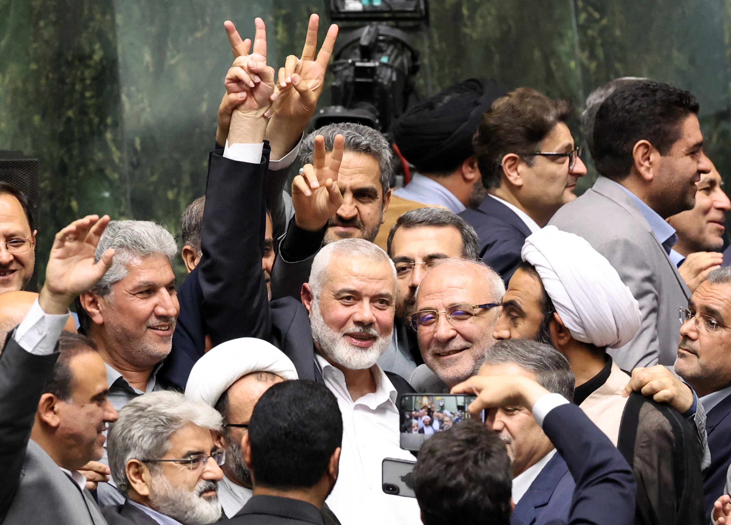 Hamas Leader Ismael Haniyeh at the swearing-in ceremony for new Iranian President Masoud Pezeshkian on July 30.