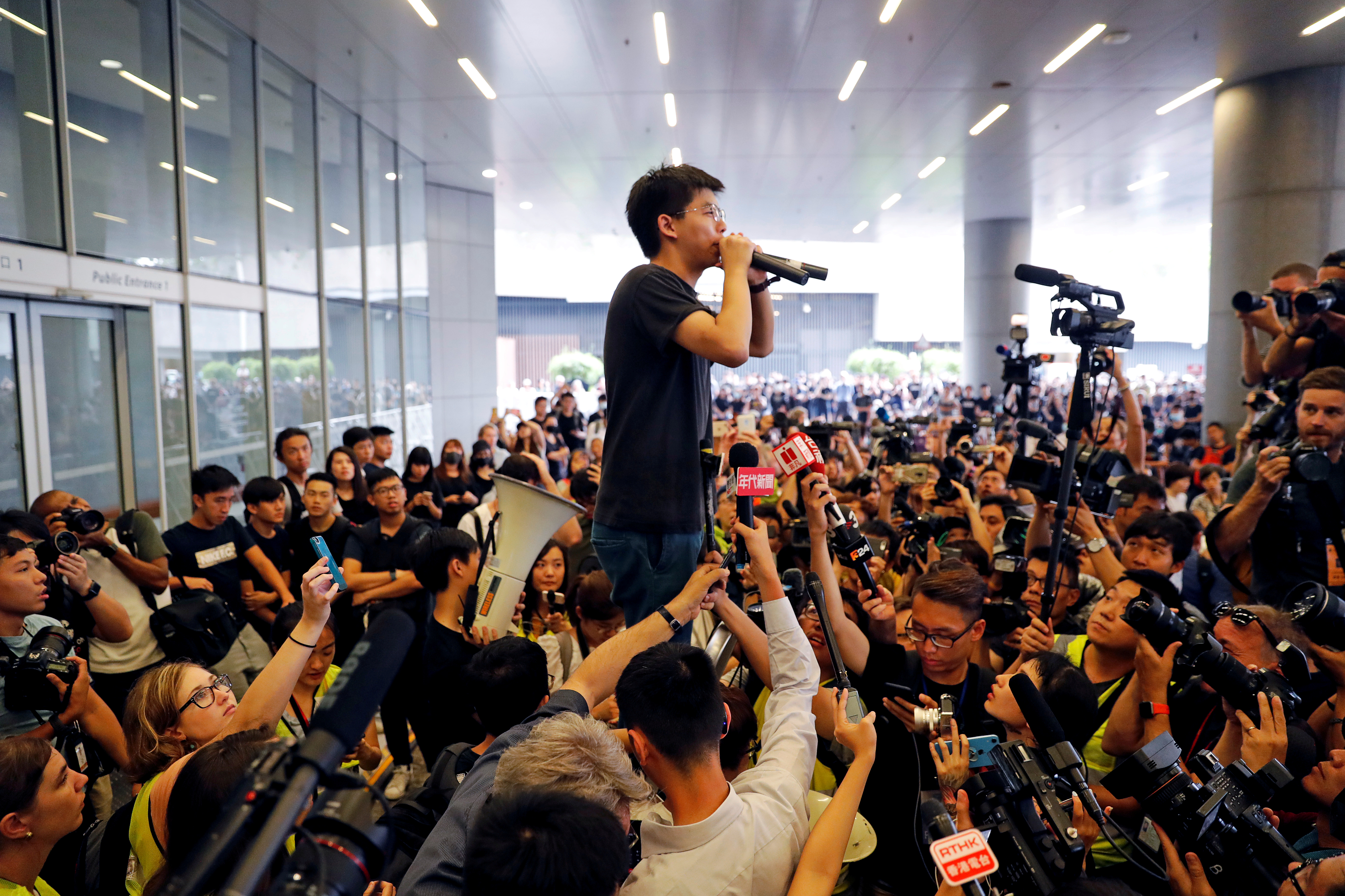 Freed activist joins Hong Kong protests