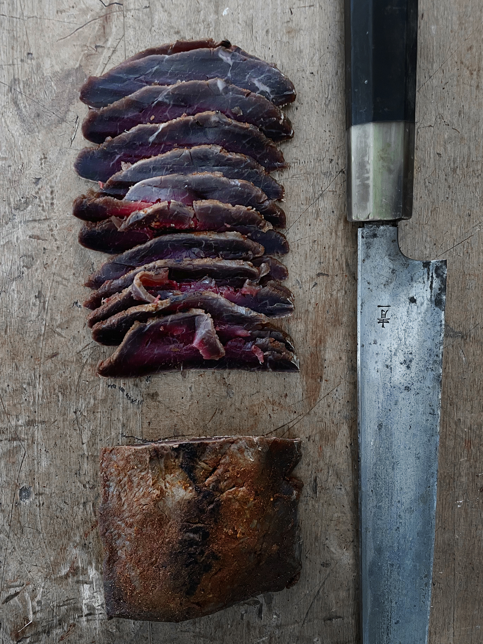 Cured venison basturma with blueberry buttermilk dressing