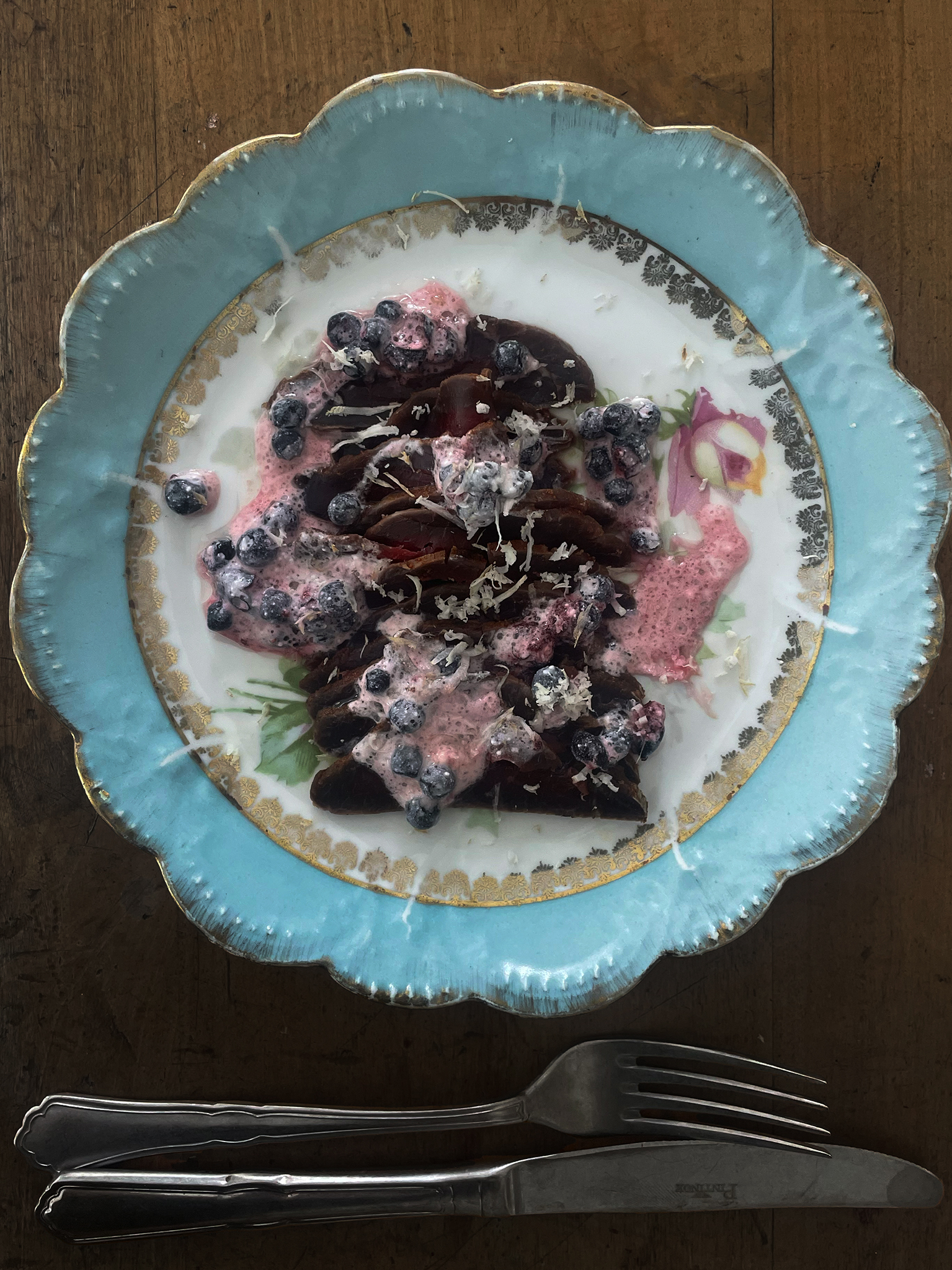 Cured venison basturma with blueberry buttermilk dressing