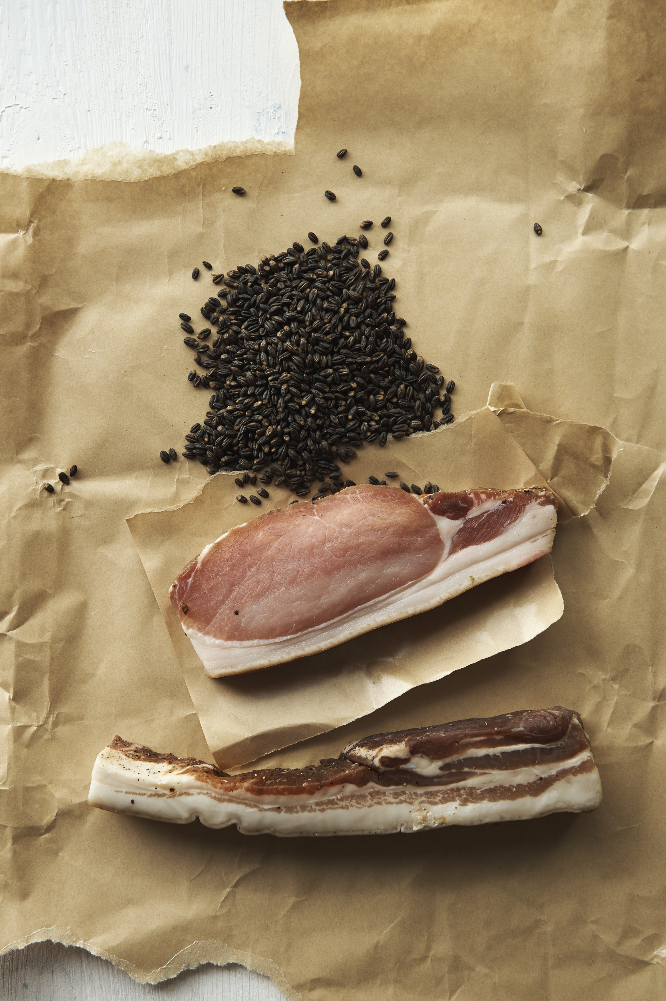 Kale, black barley and bacon soup