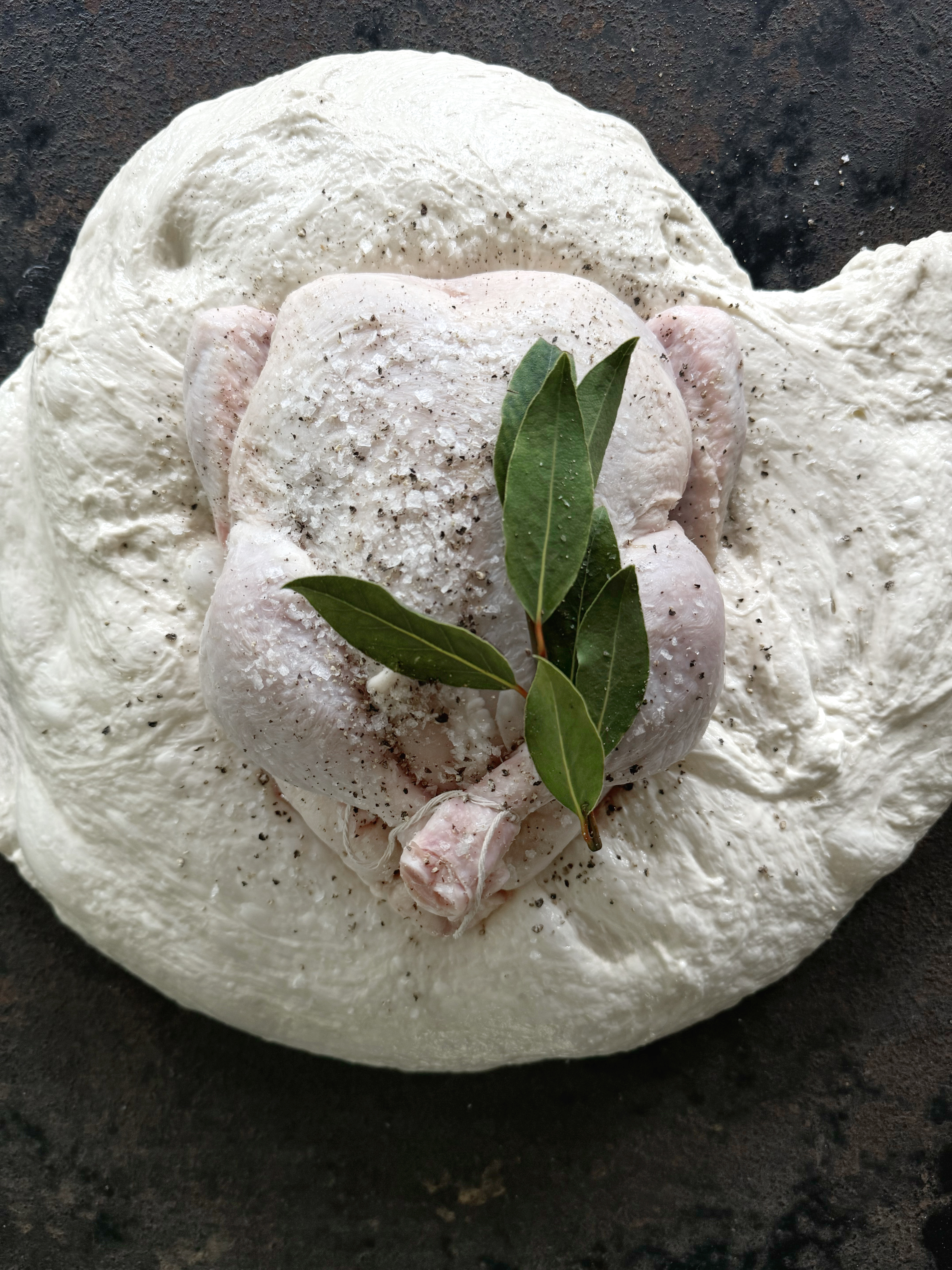 Chicken baked in bread