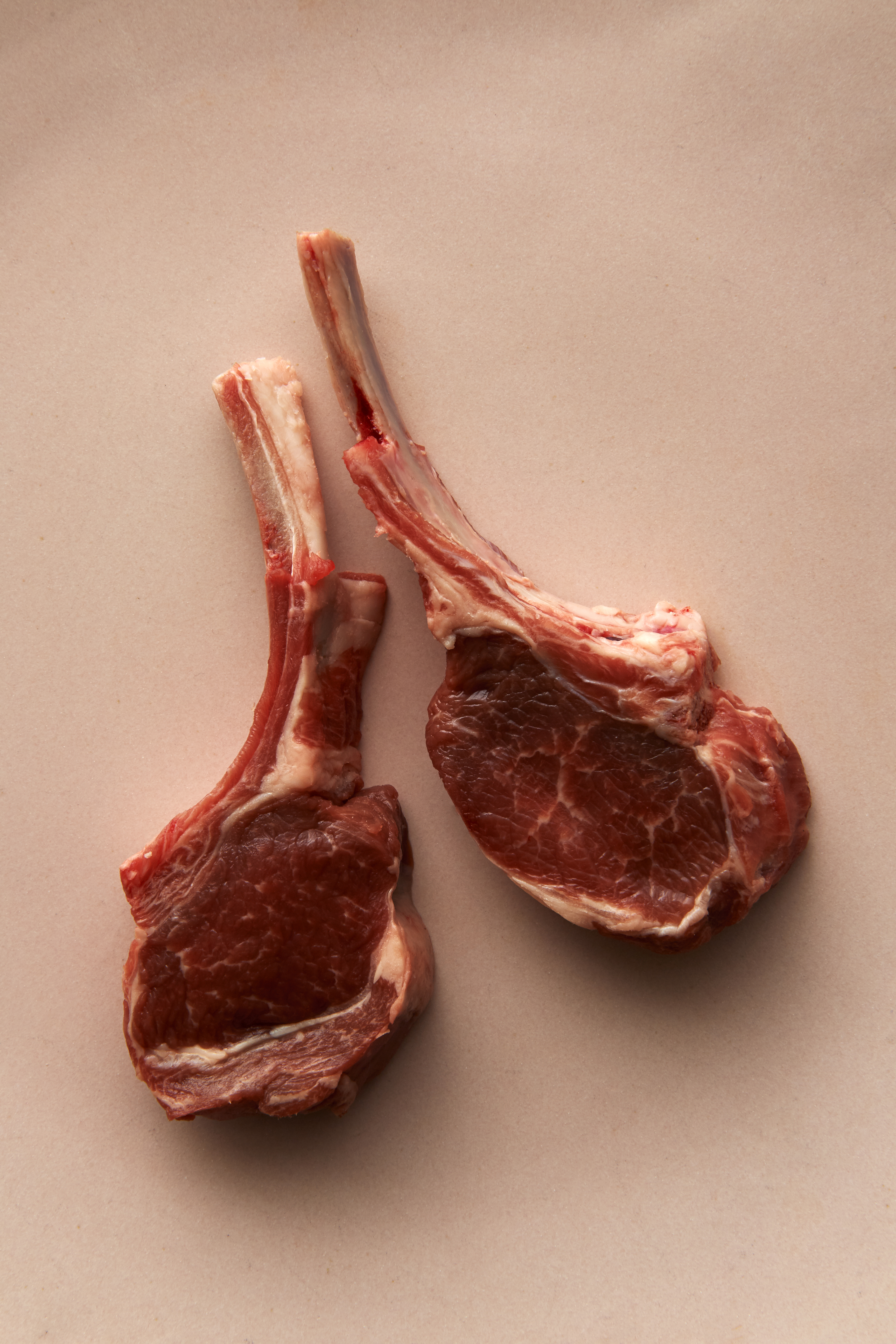Lamb cutlets and selected spring greens