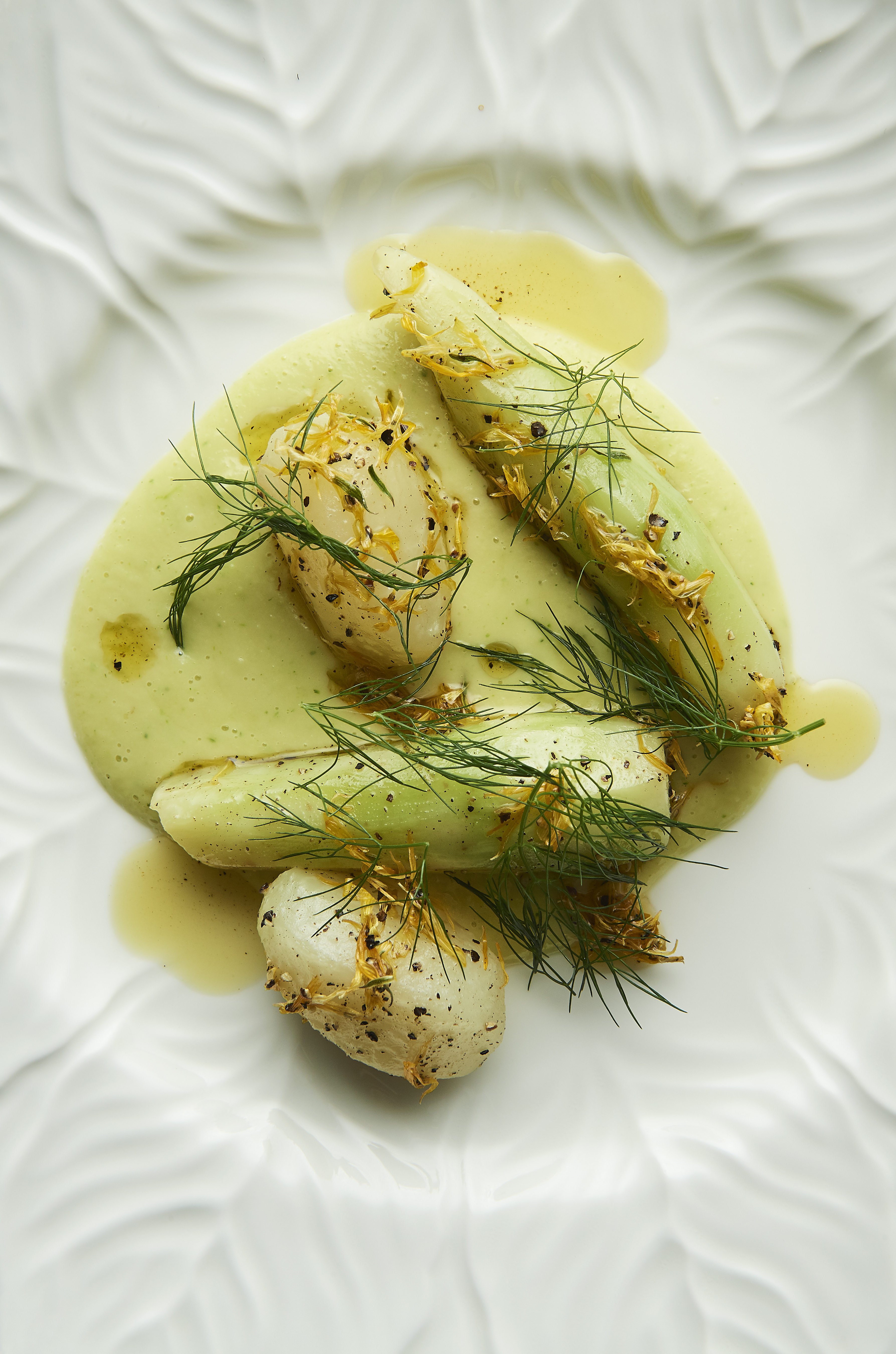 Broccoli stems in broccoli sauce