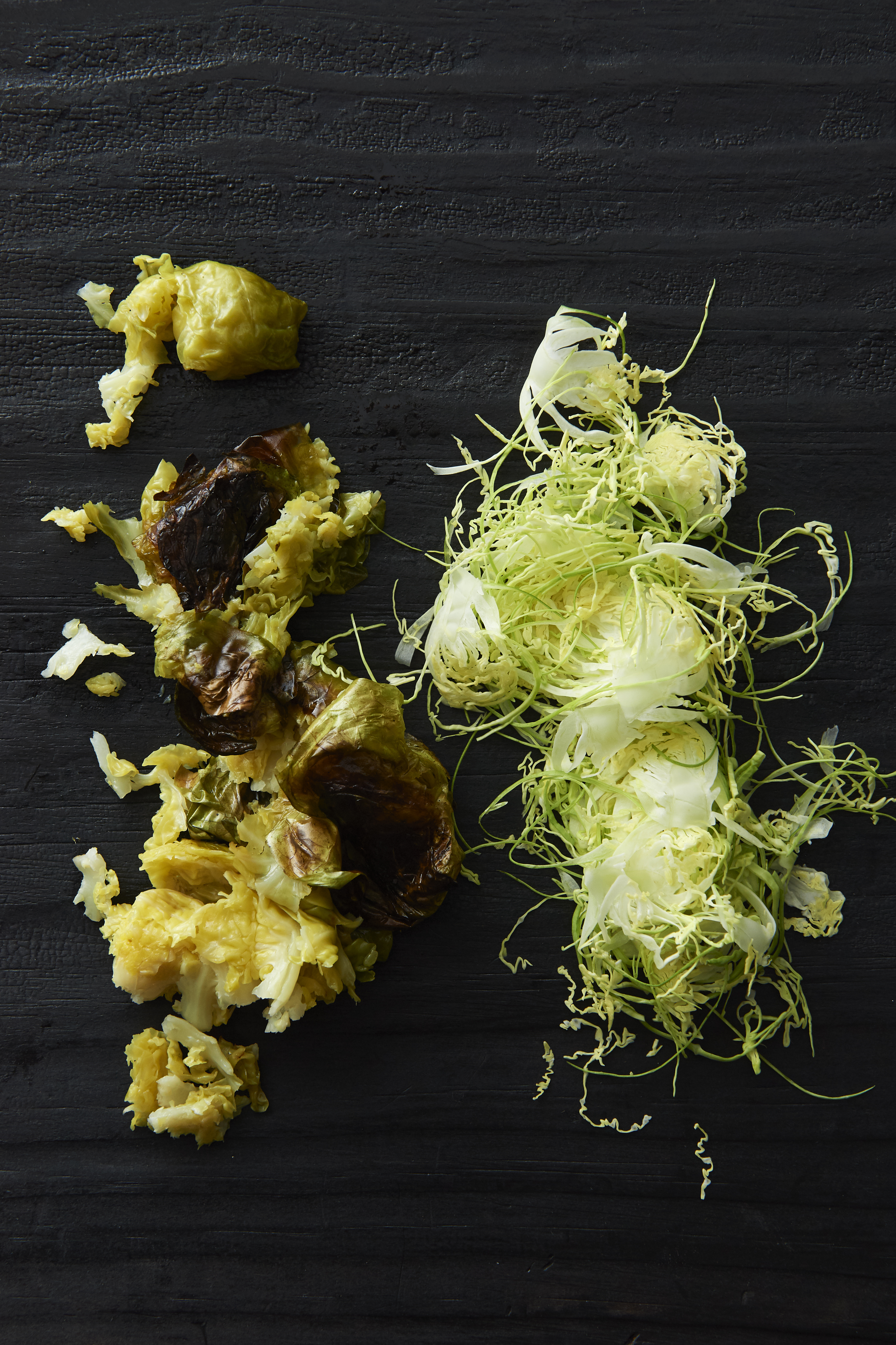 Roasted and raw brussels sprout salad with anchovy