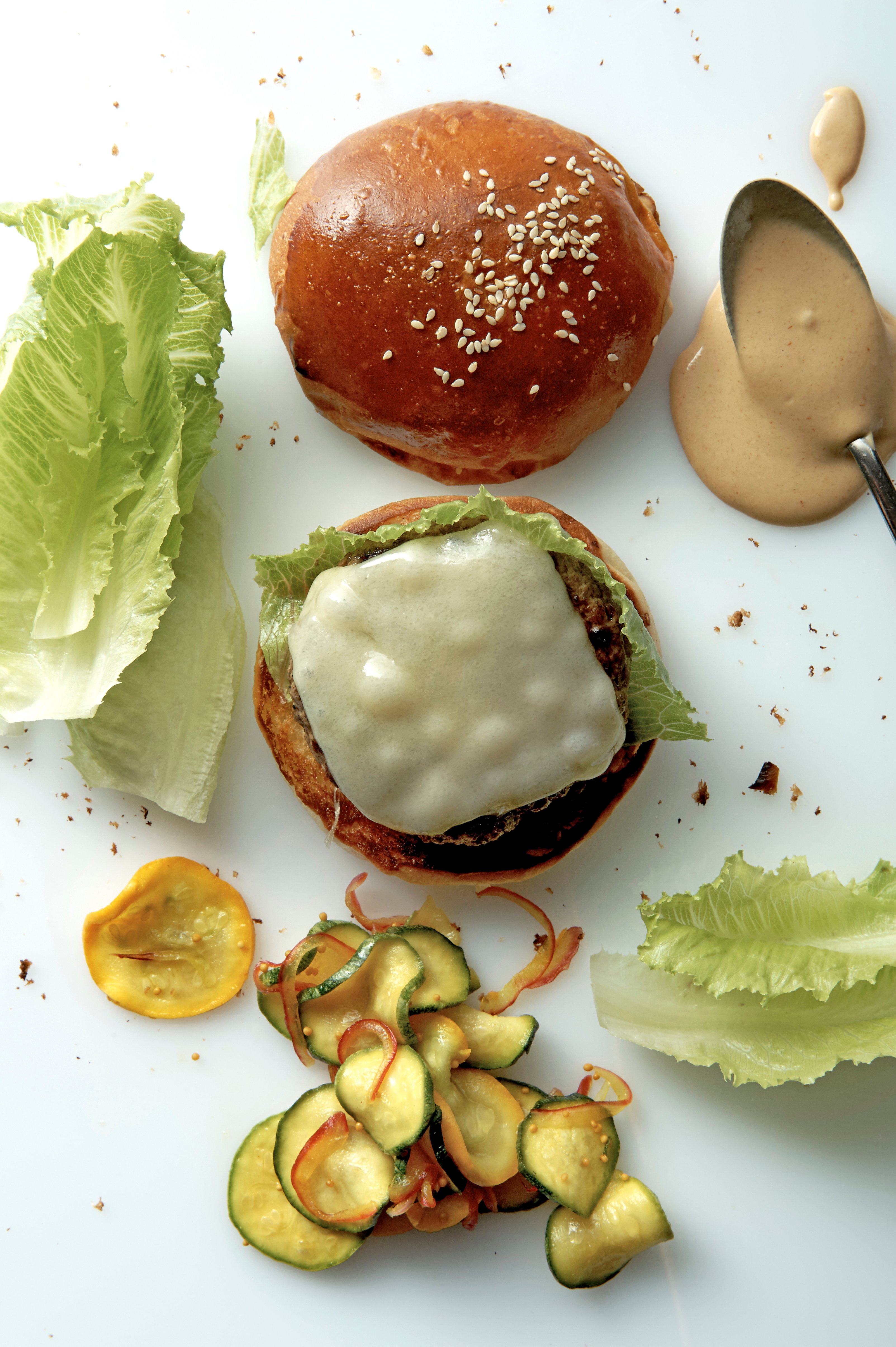 Hamburgers with zucchini pickle