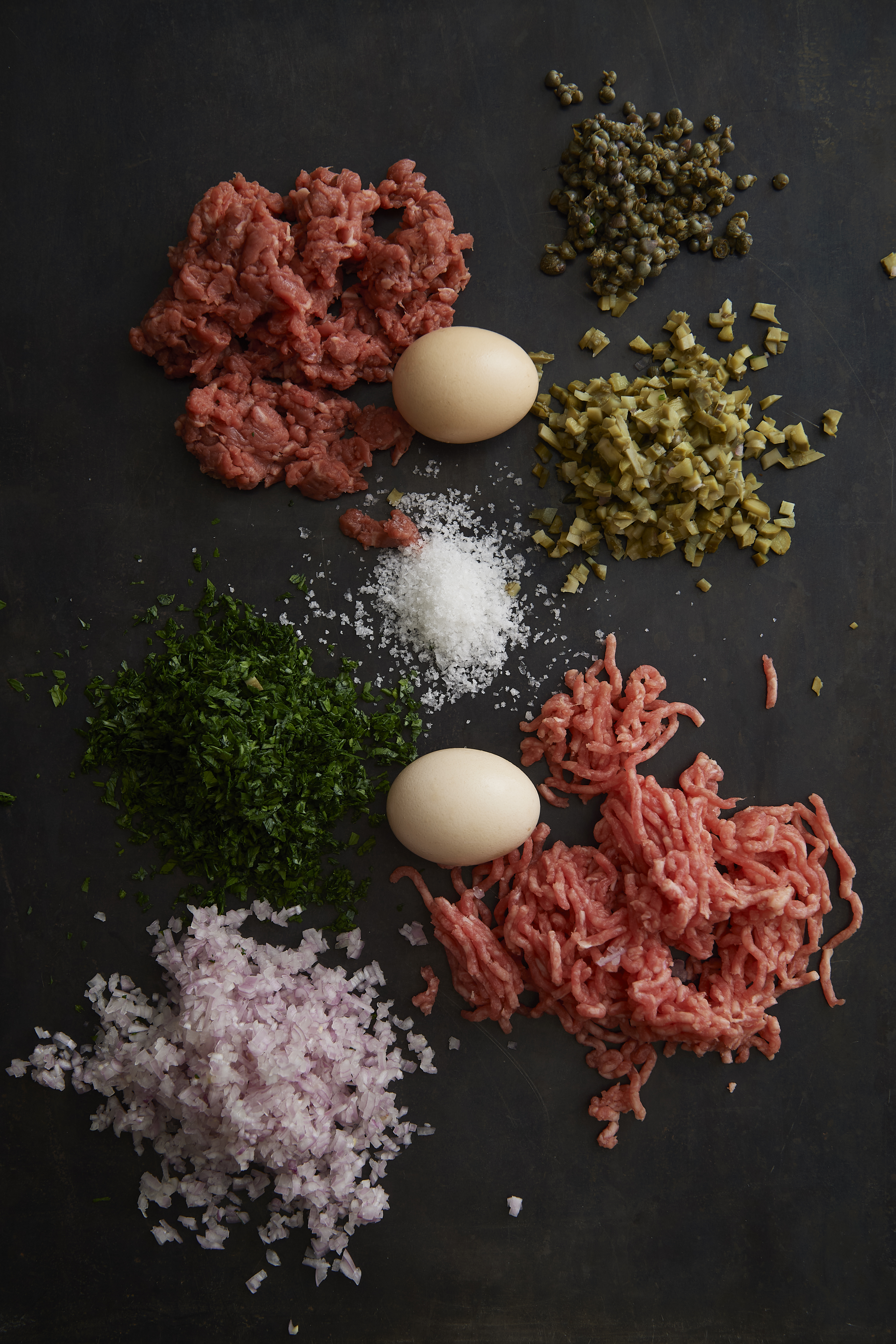 Steak tartare and burgers