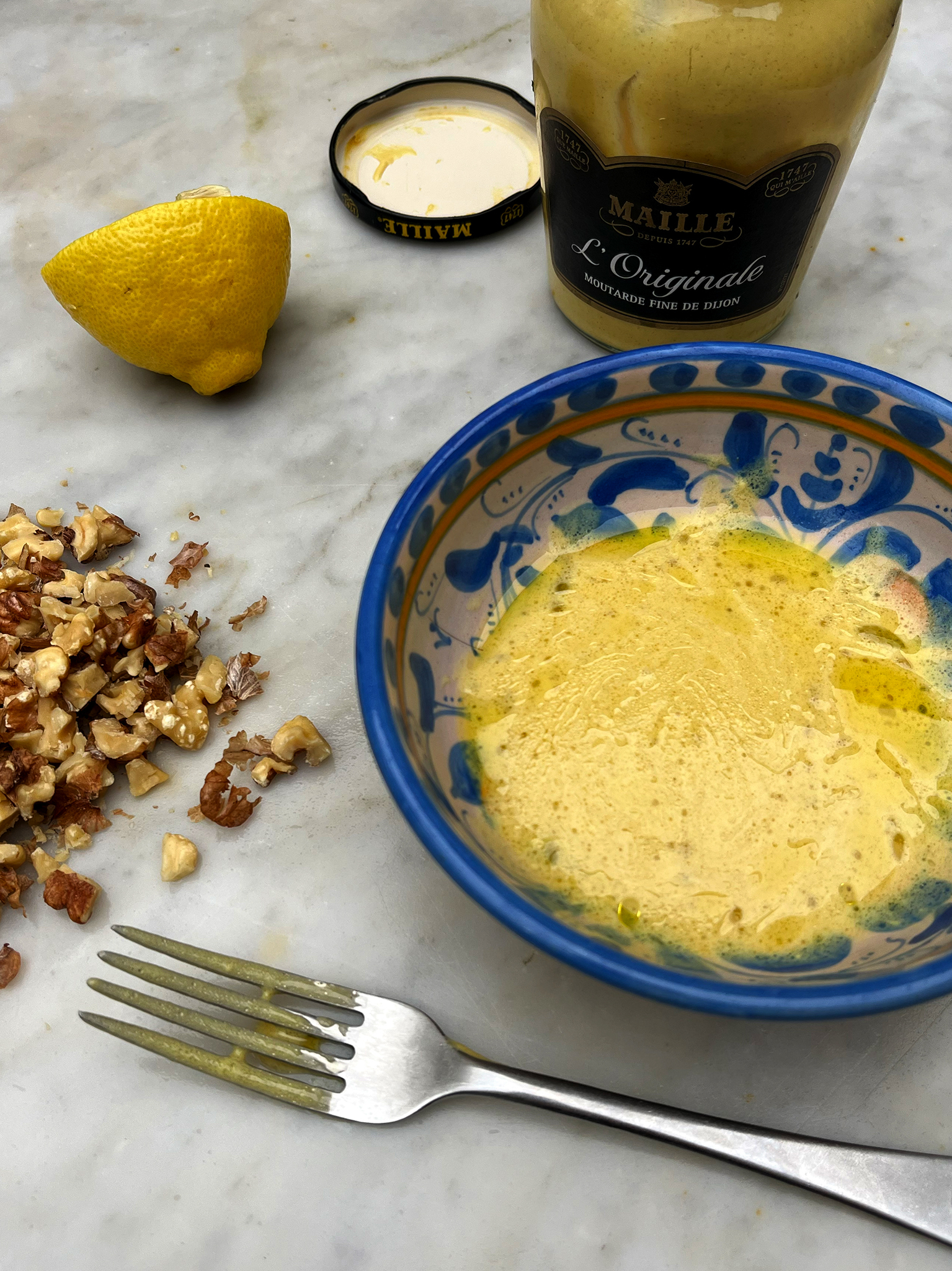 Slightly pickled carrot with Dijon mustard, walnut and comté