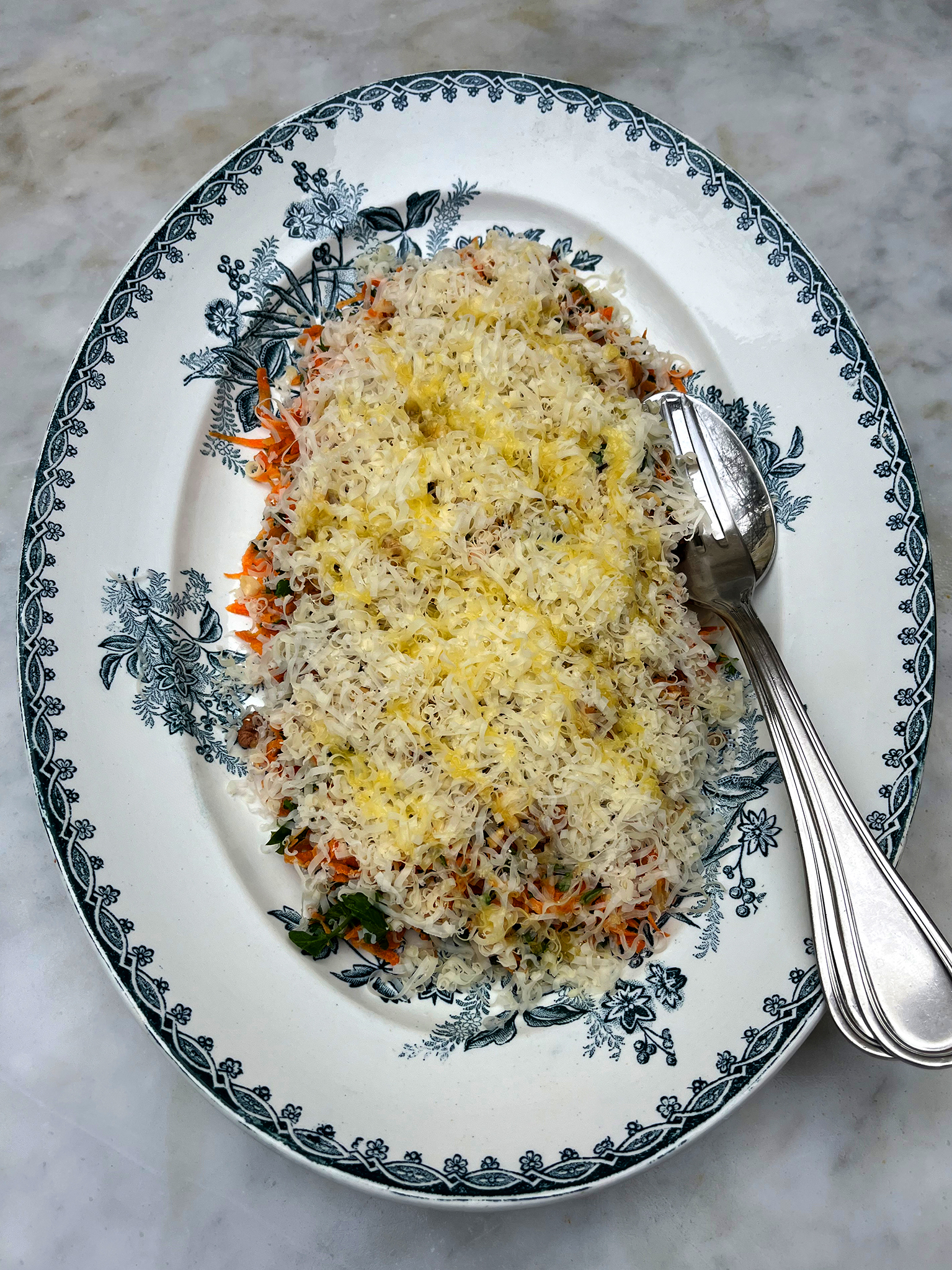 Slightly pickled carrot with Dijon mustard, walnut and comté