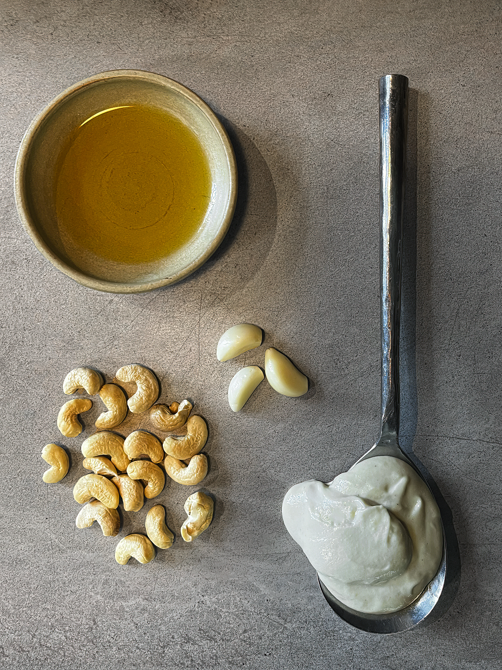 Spring vegetables with cashew cream