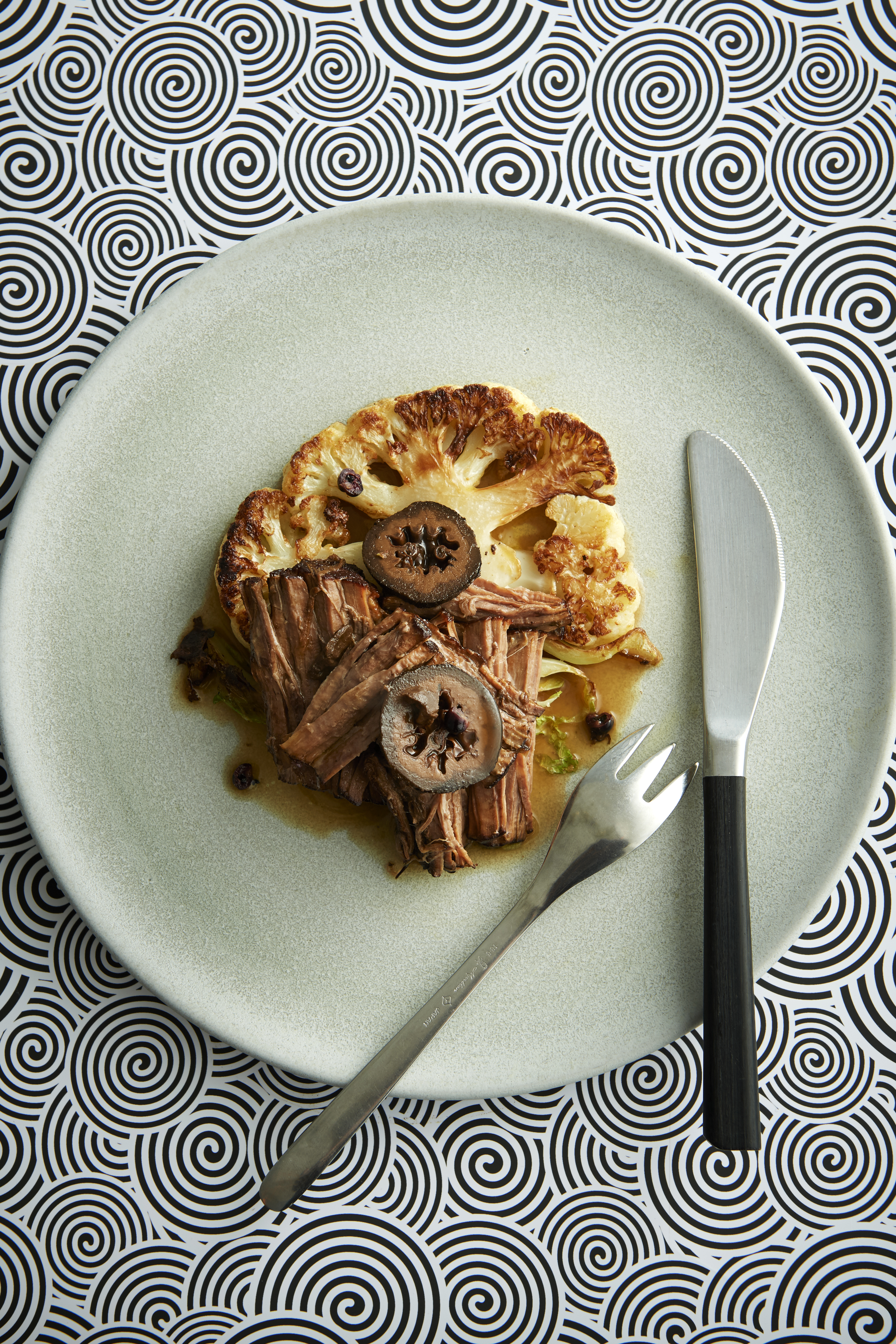 Beef brisket braised in mead and pickled walnuts 