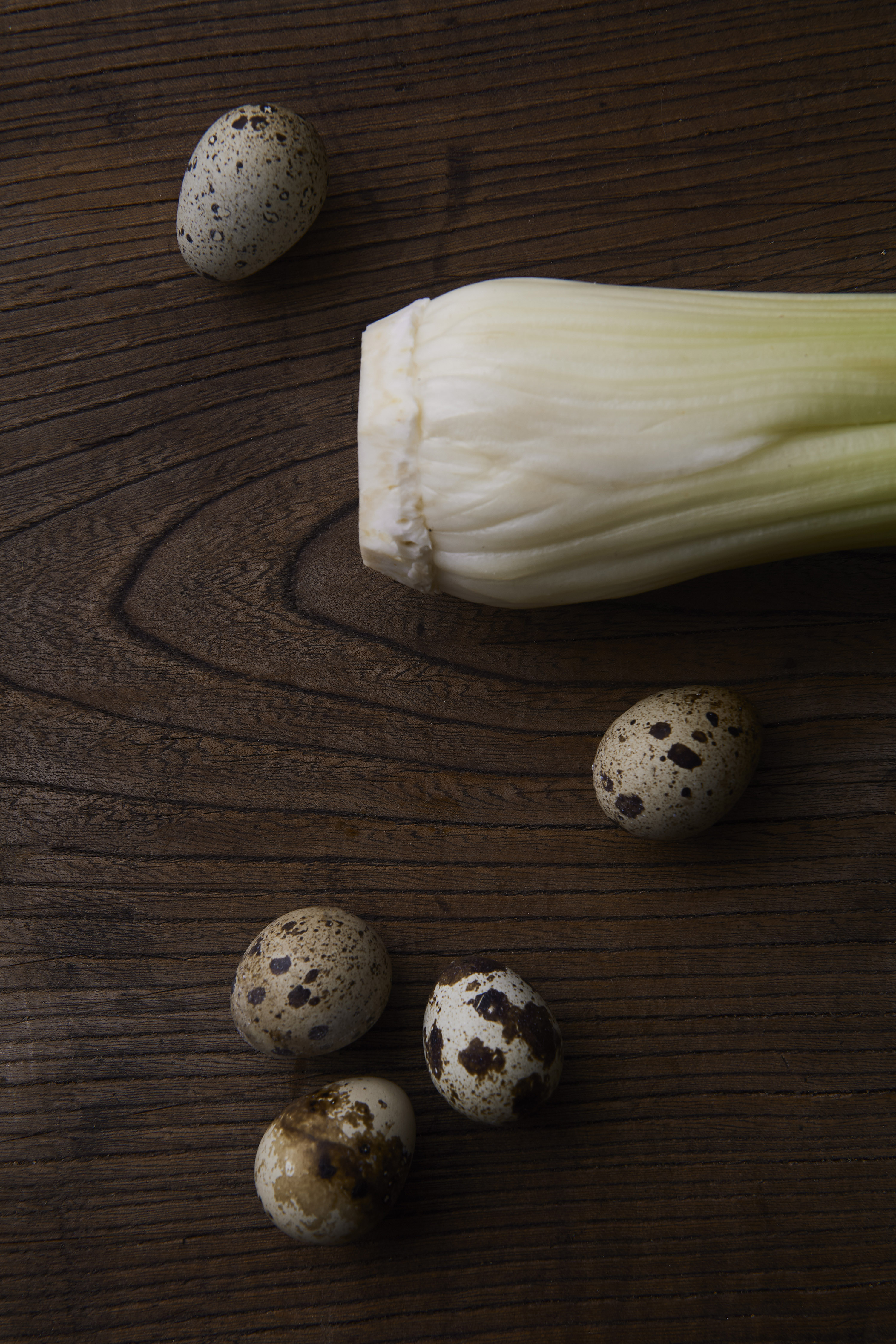 Quail eggs with celery heart remoulade