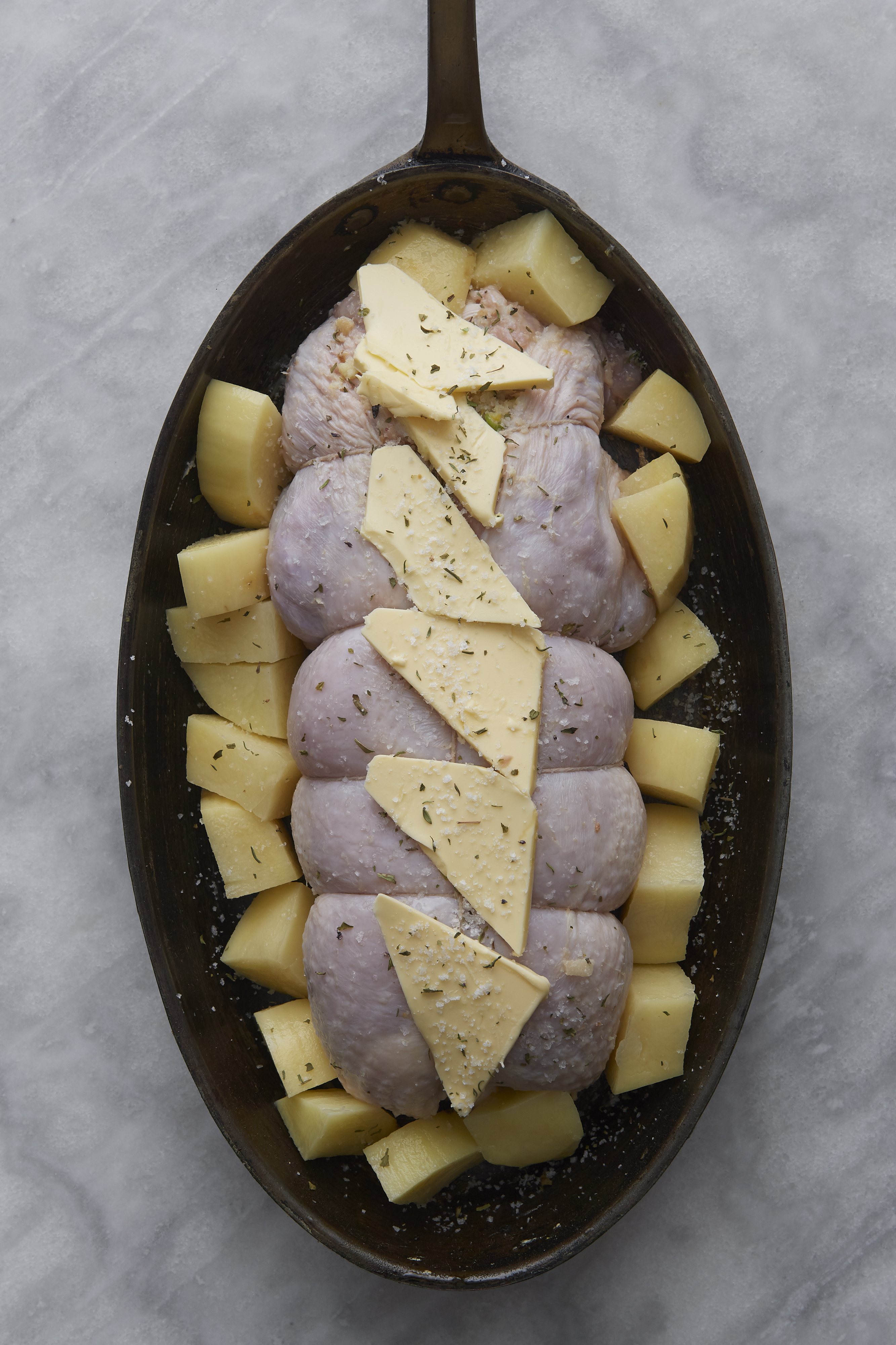 Rolled chicken with potatoes
