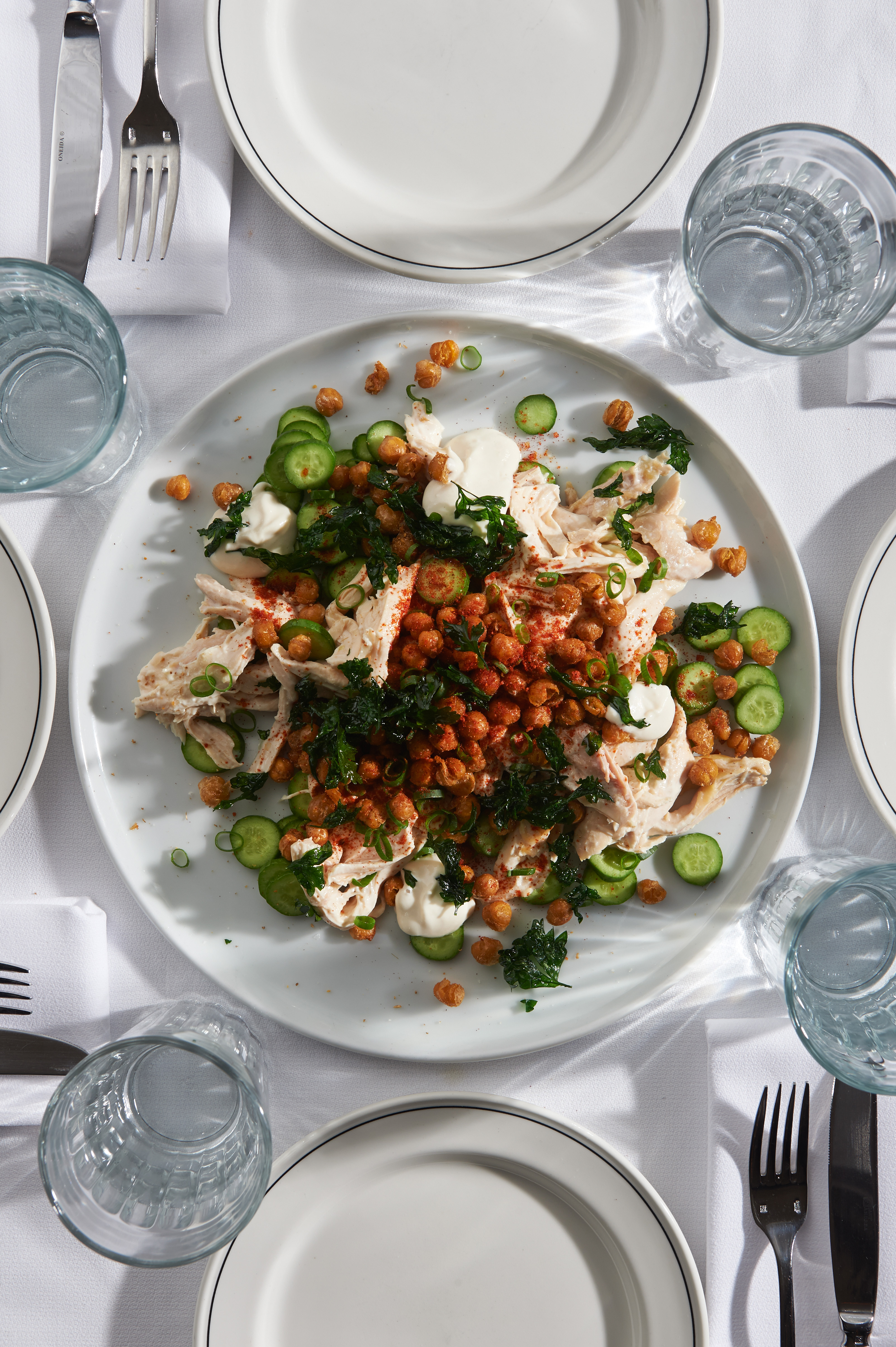 Shredded chicken and chickpea salad