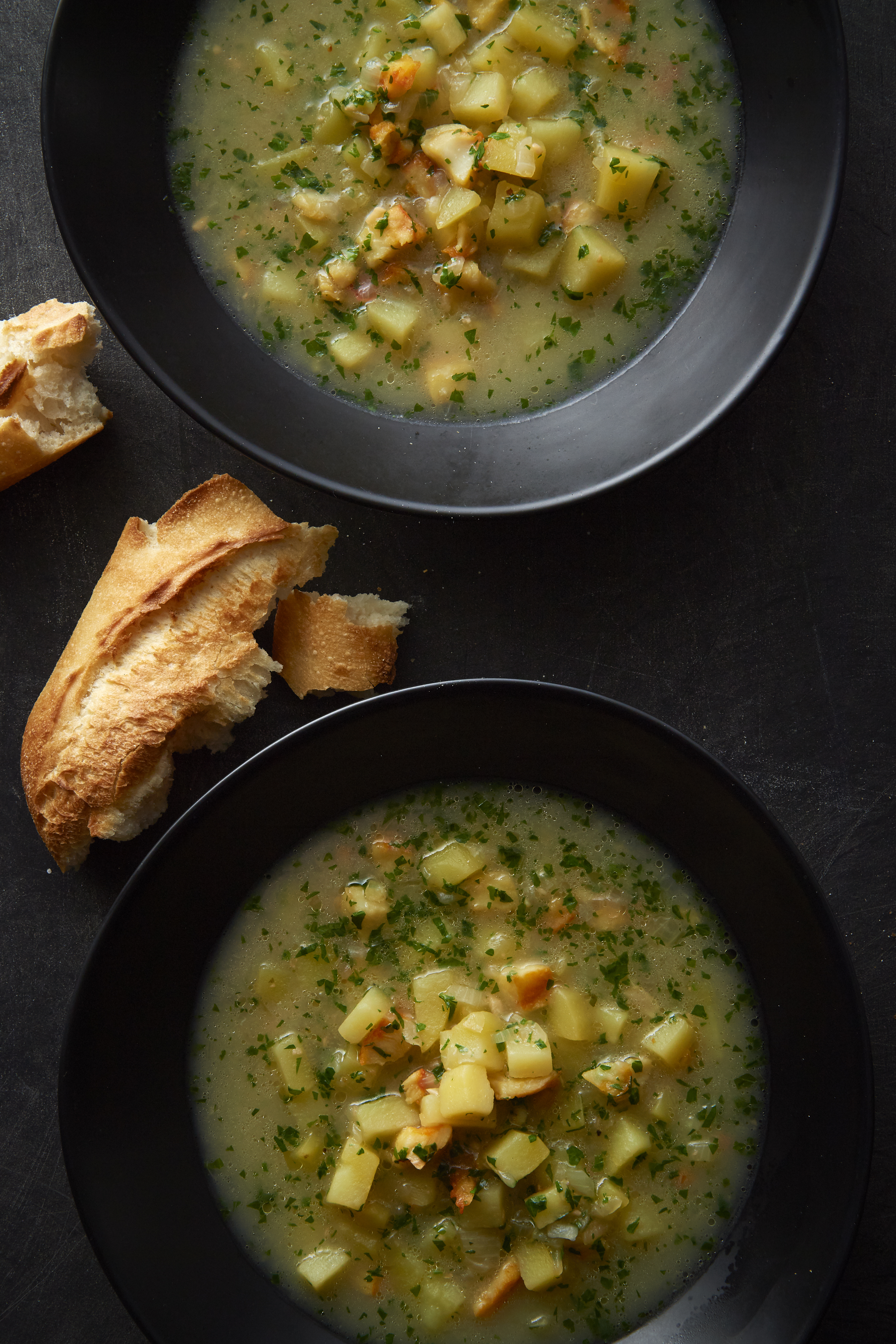 Smoked cod and potato soup