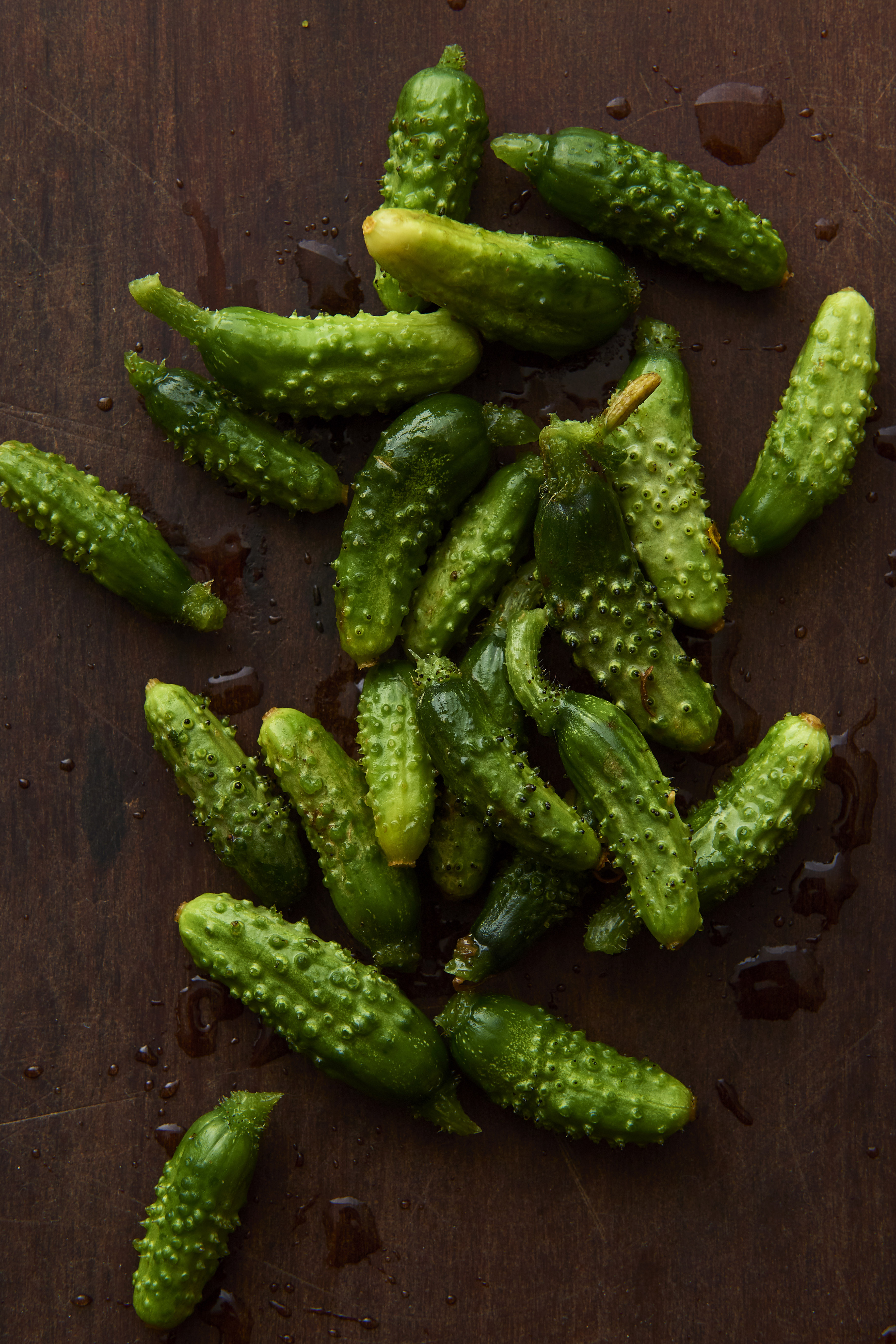 Cornichons and quick red onion pickle