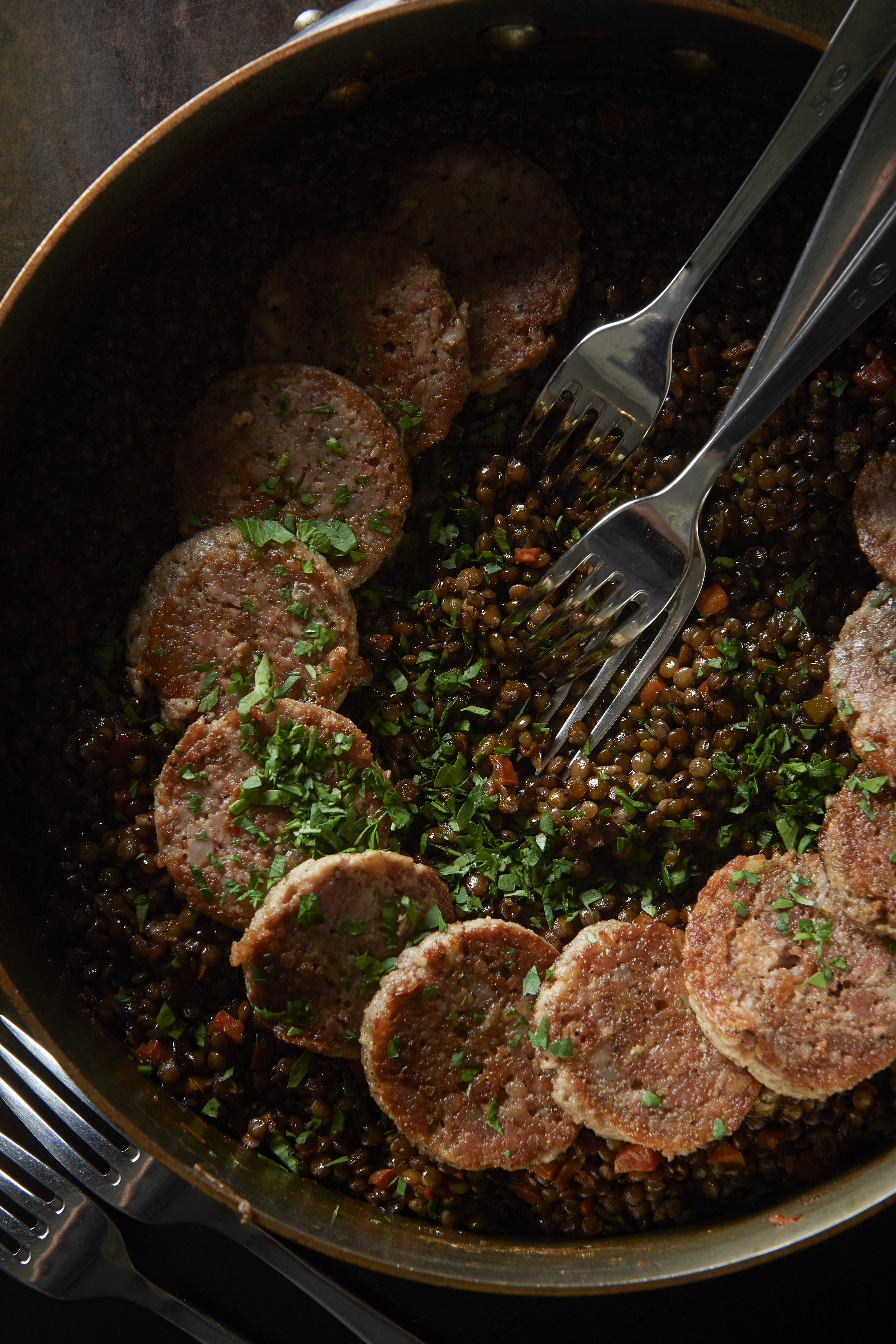 Cotechino sausage with braised lentils
