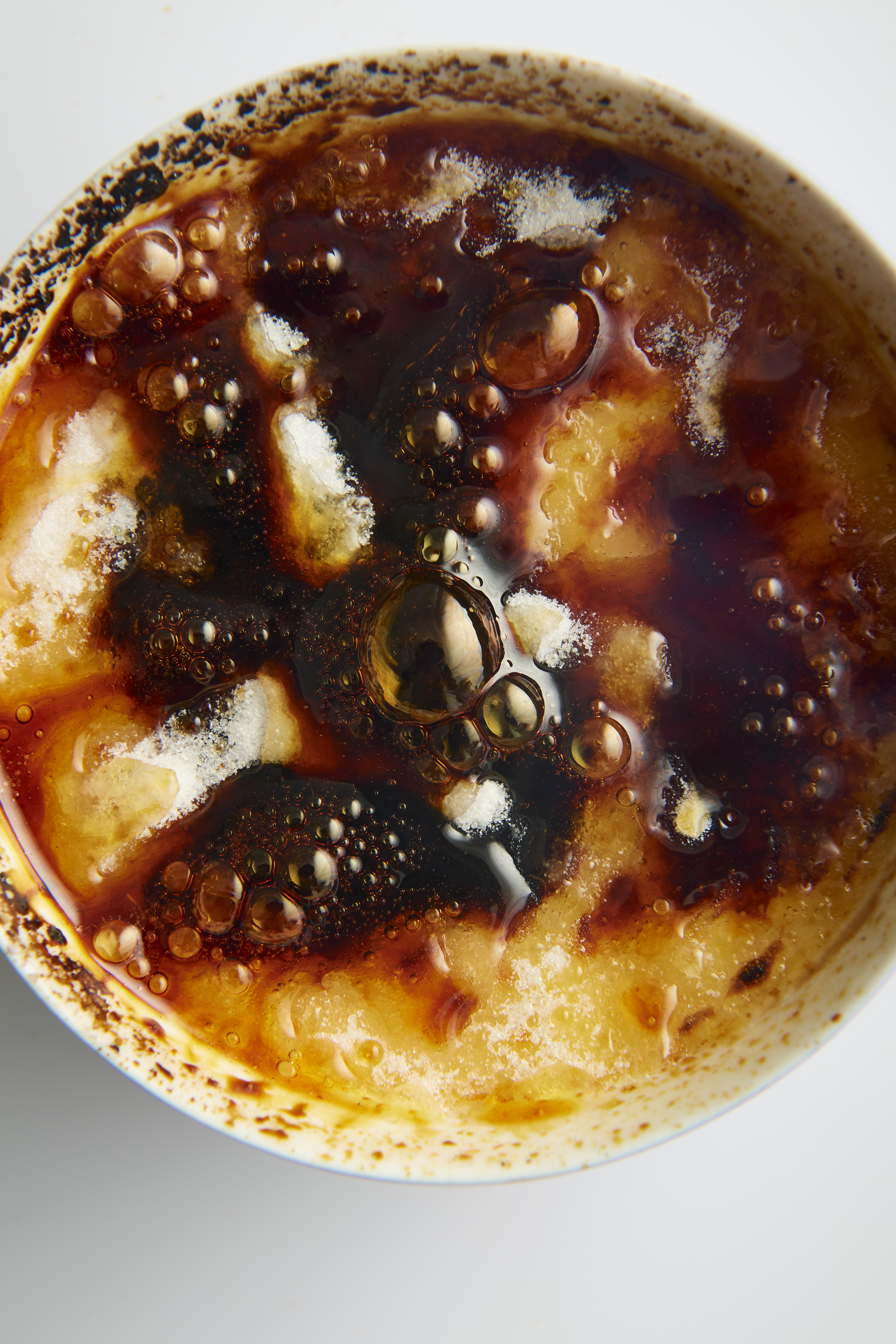 Crème brûlée with poached rhubarb 