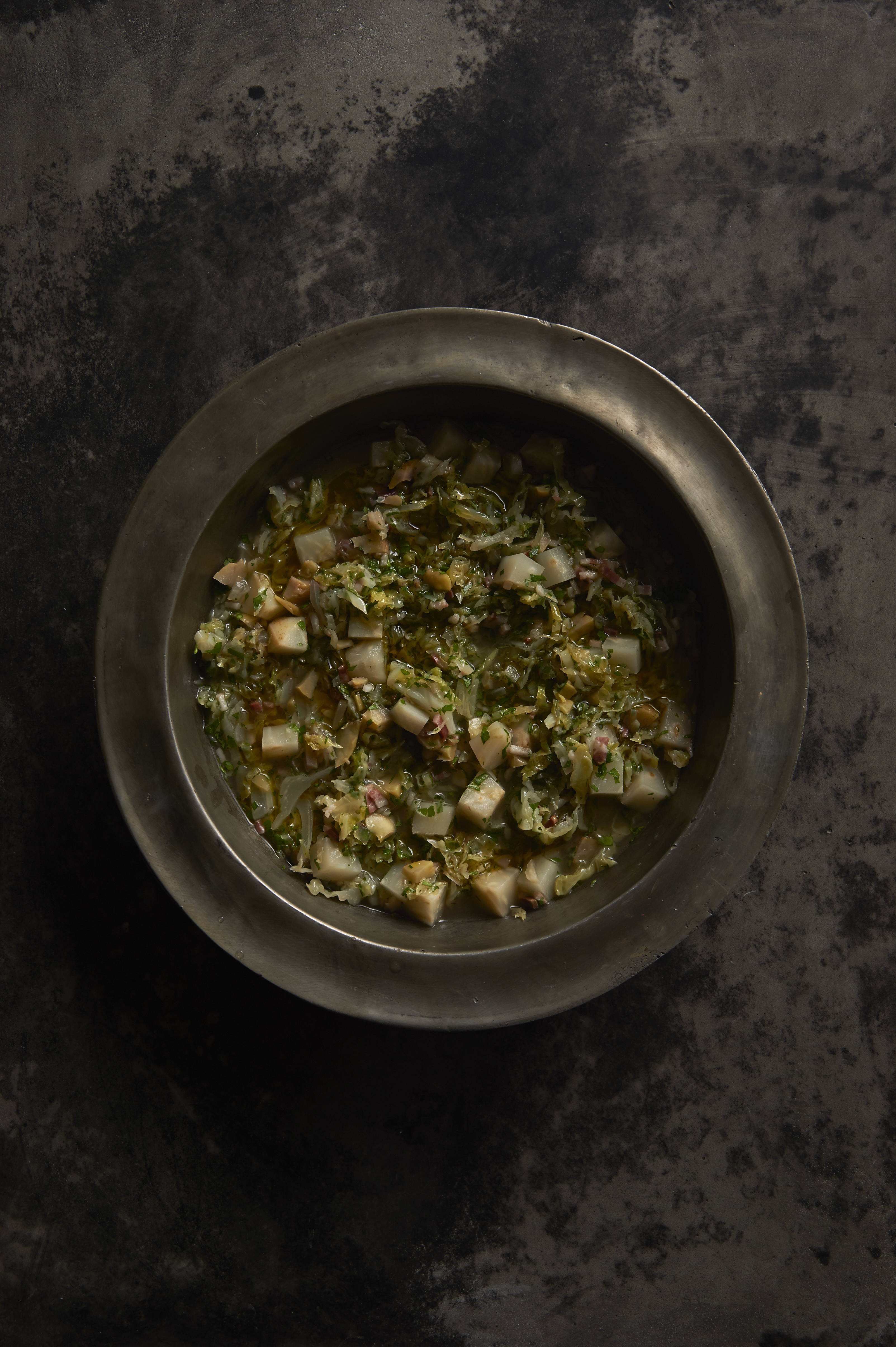 Soup: chestnut, celeriac and cabbage, and curry and mussel