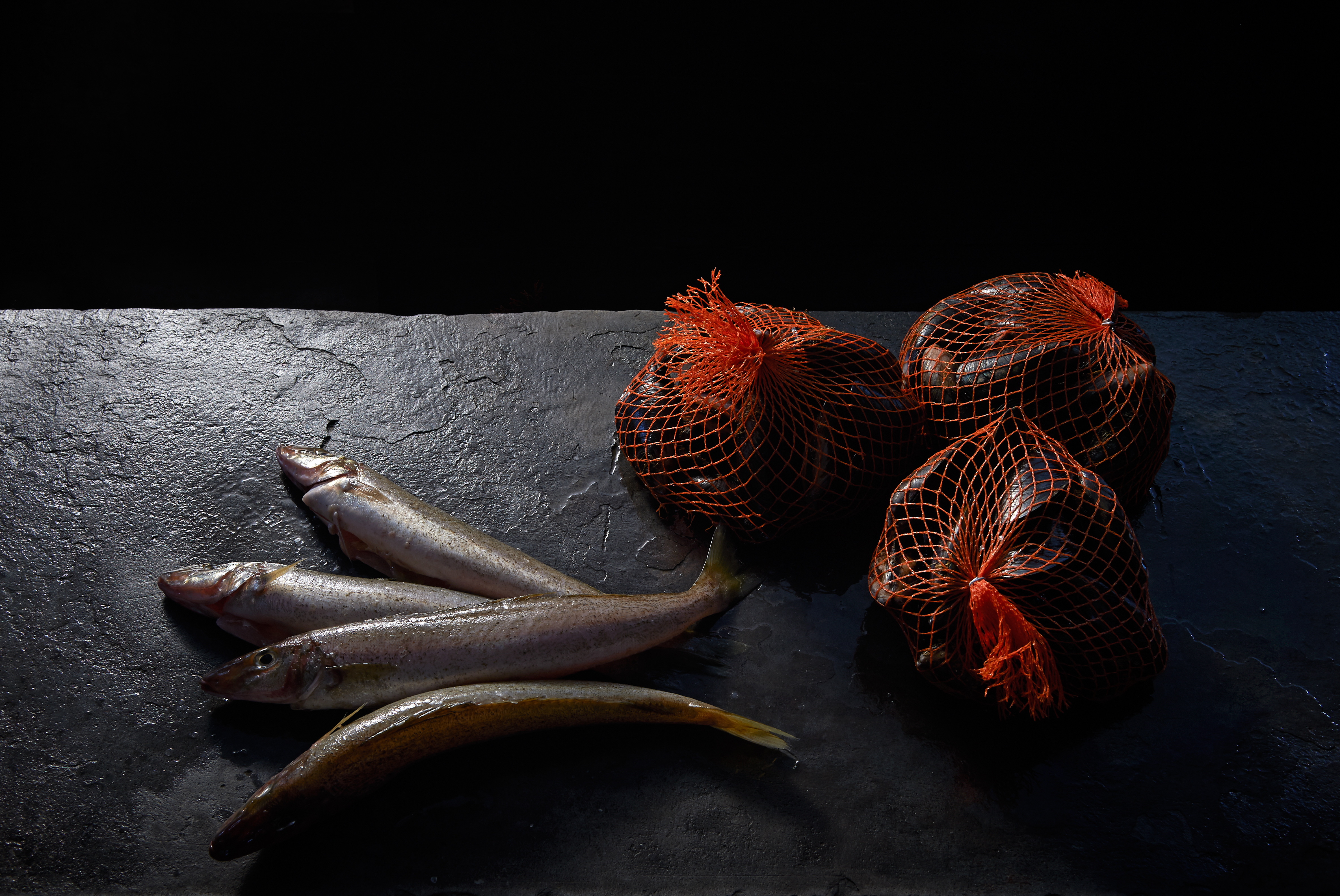 Aioli, and saffron and mussel mayonnaise with steamed whiting 