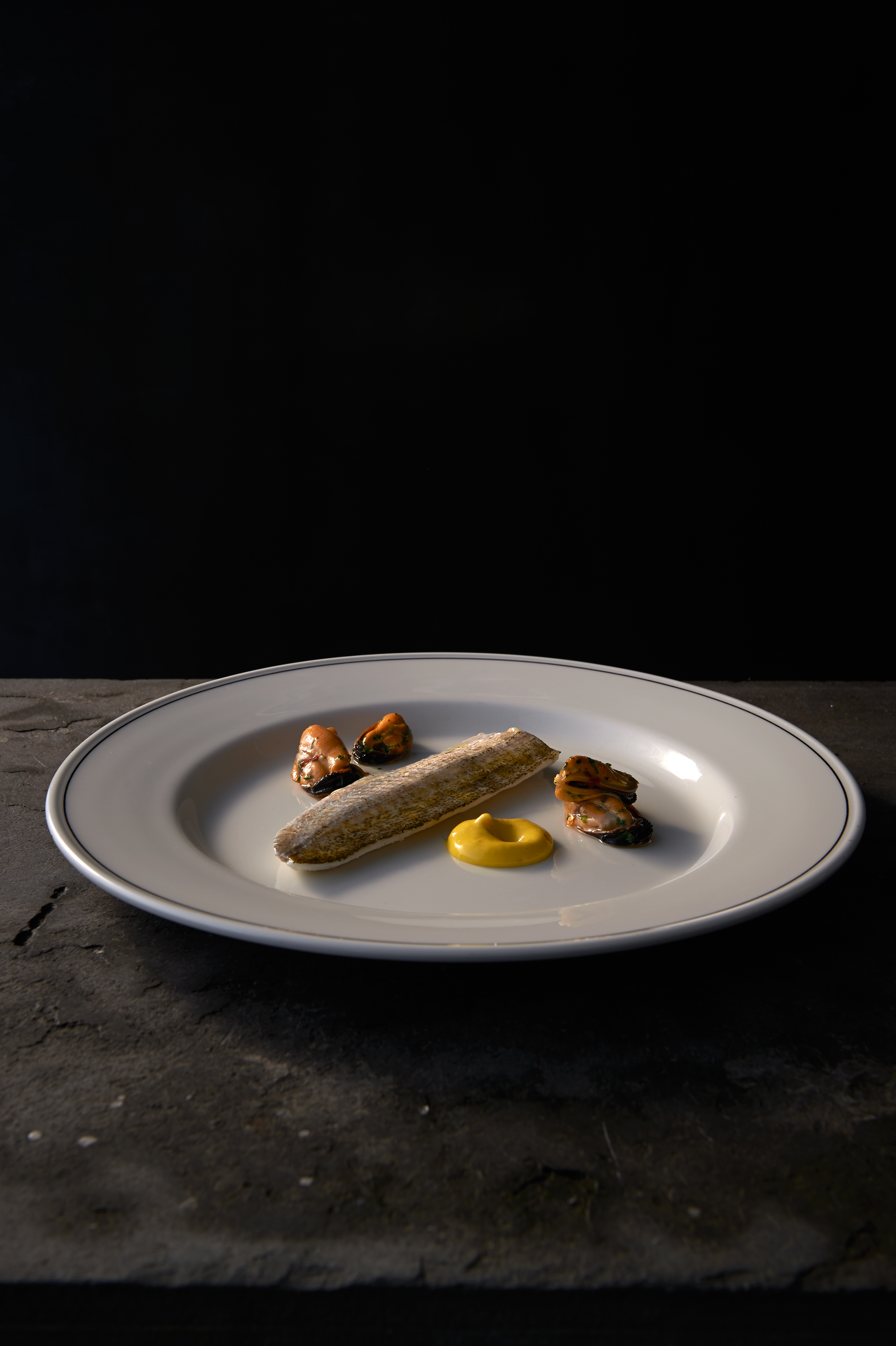 Aioli, and saffron and mussel mayonnaise with steamed whiting 