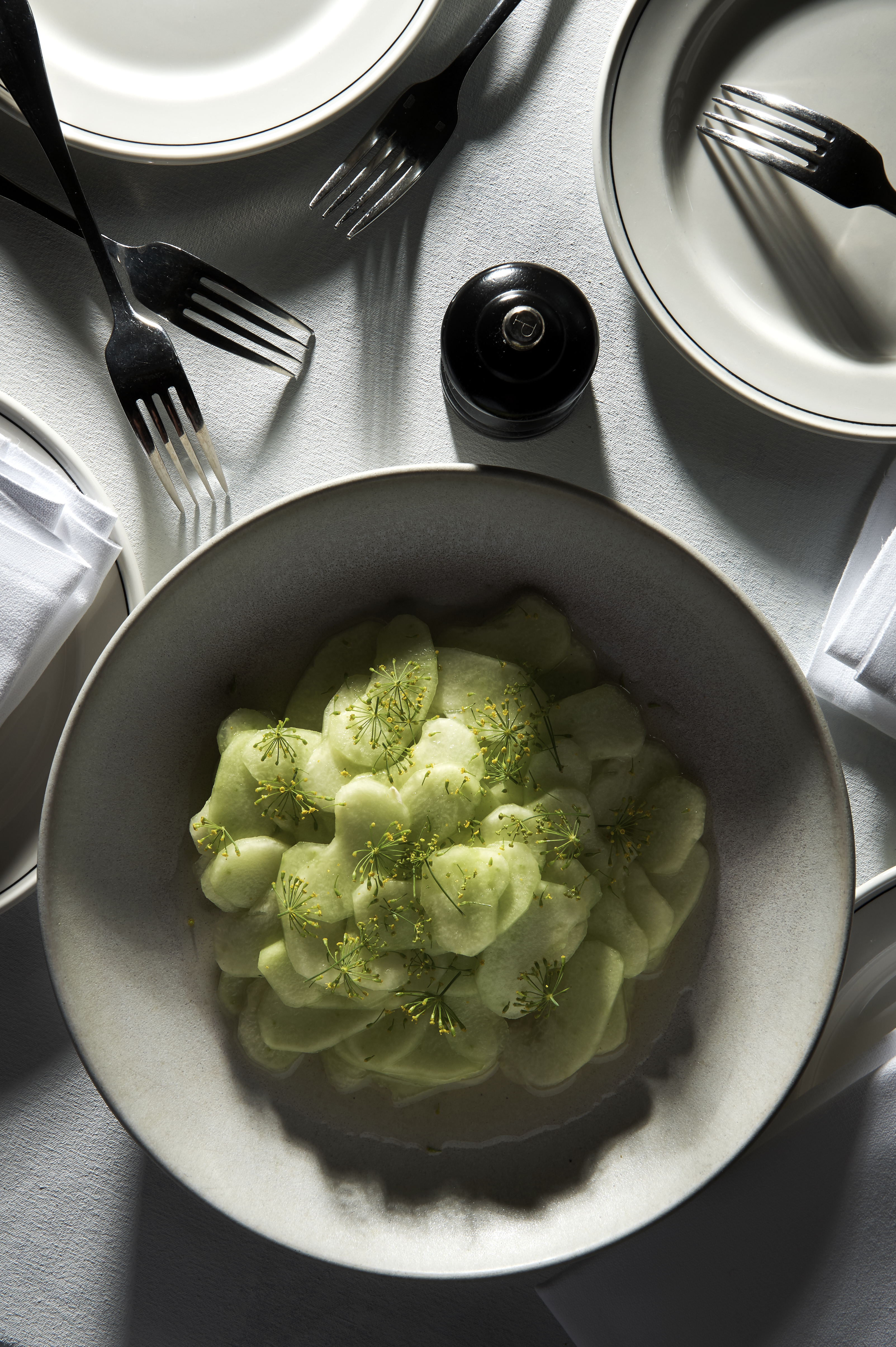 Marinated cucumber with lemon verbena vinegar