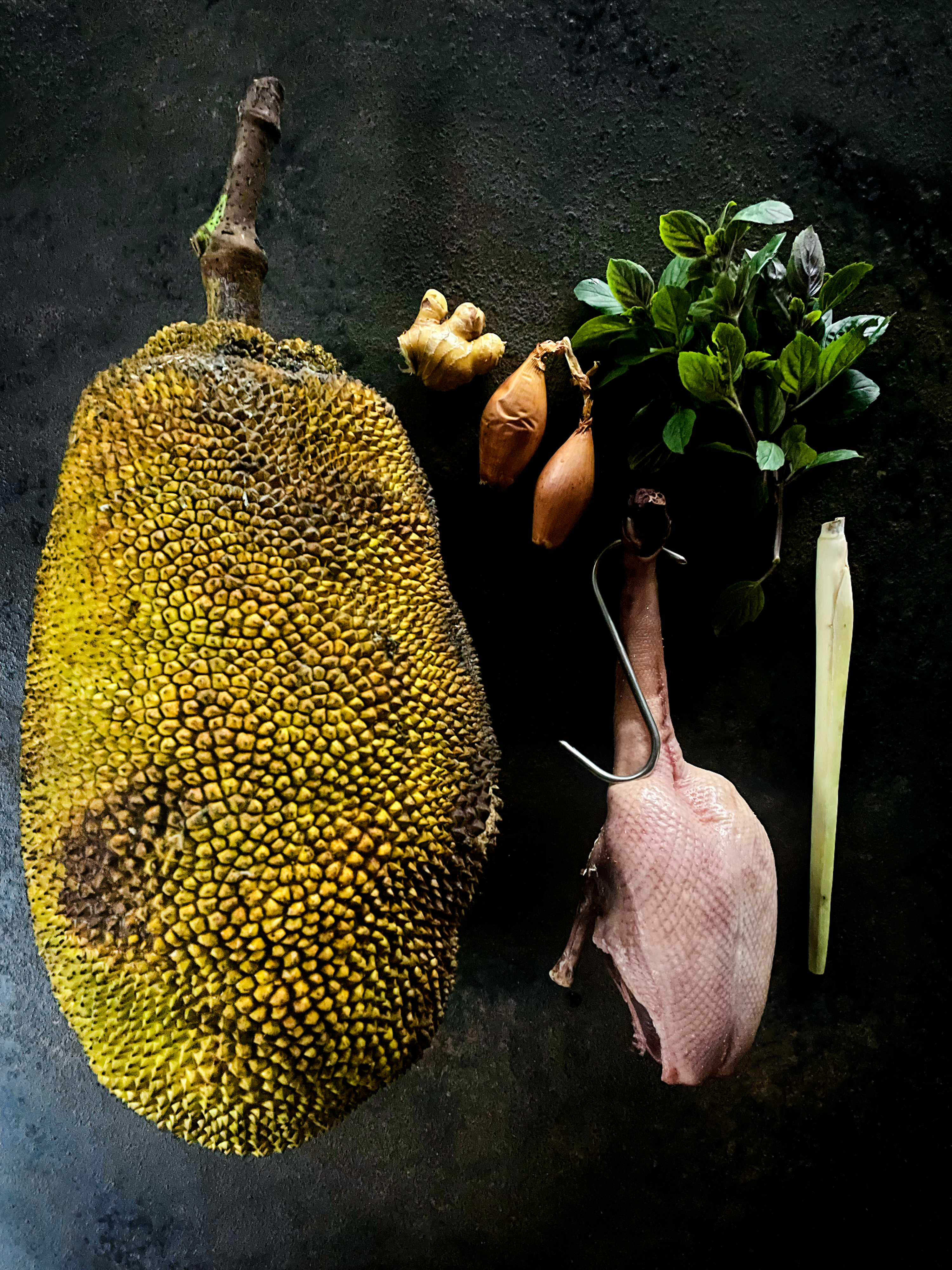 Jackfruit salad with  dry-aged duck