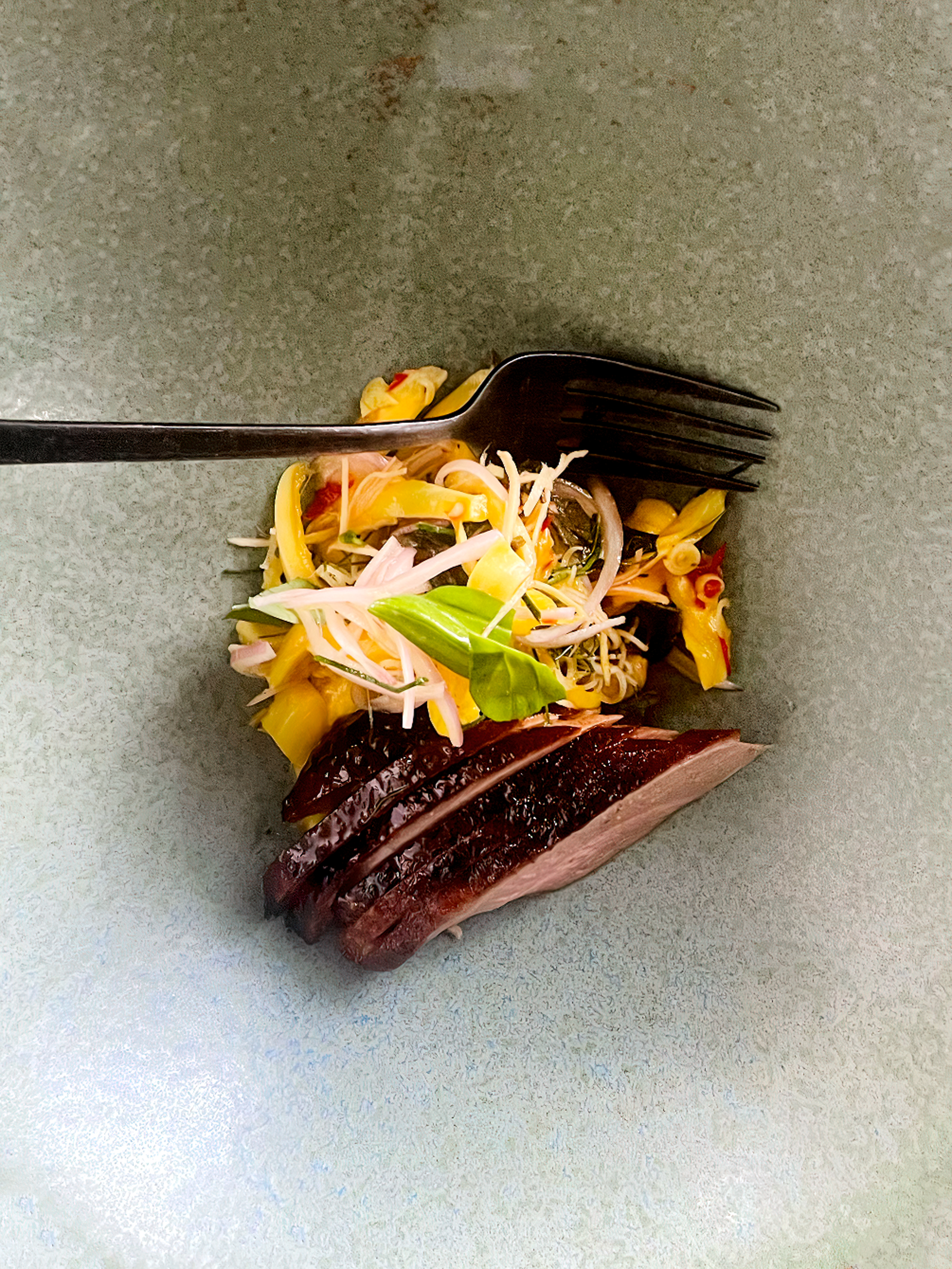 Jackfruit salad with  dry-aged duck