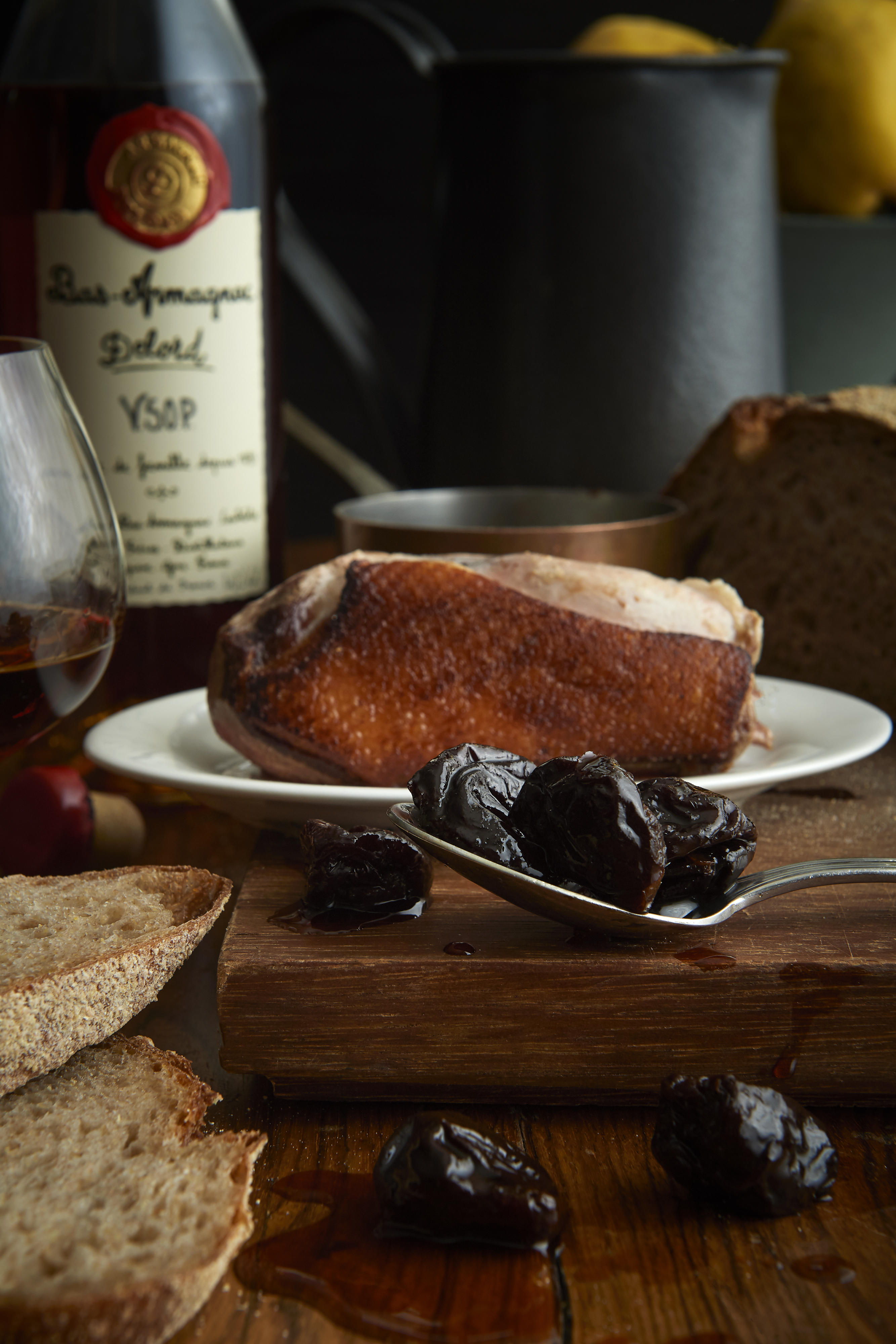 Duck breasts stuffed with prunes