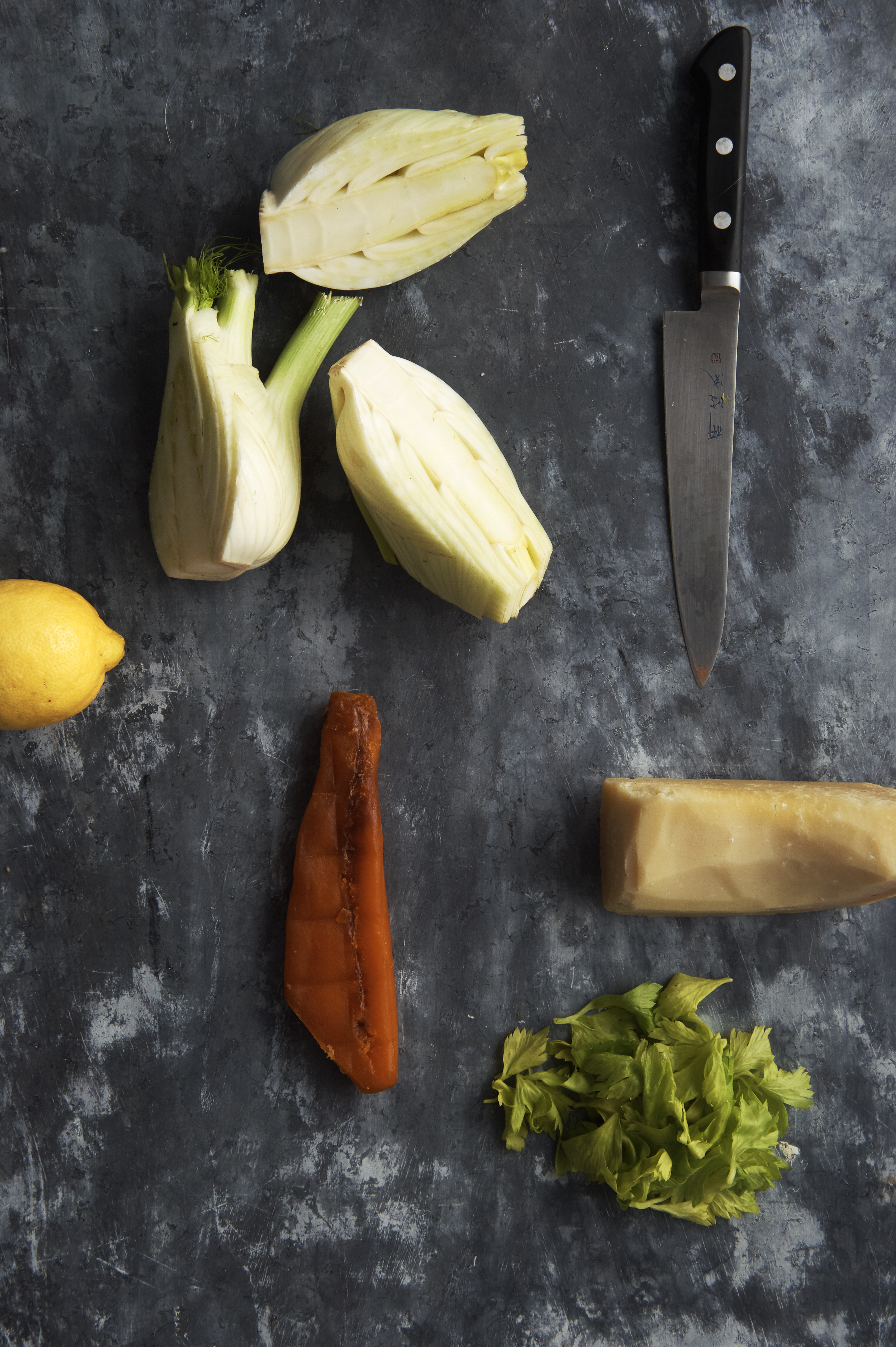 Shaved fennel and celery salad with bottarga