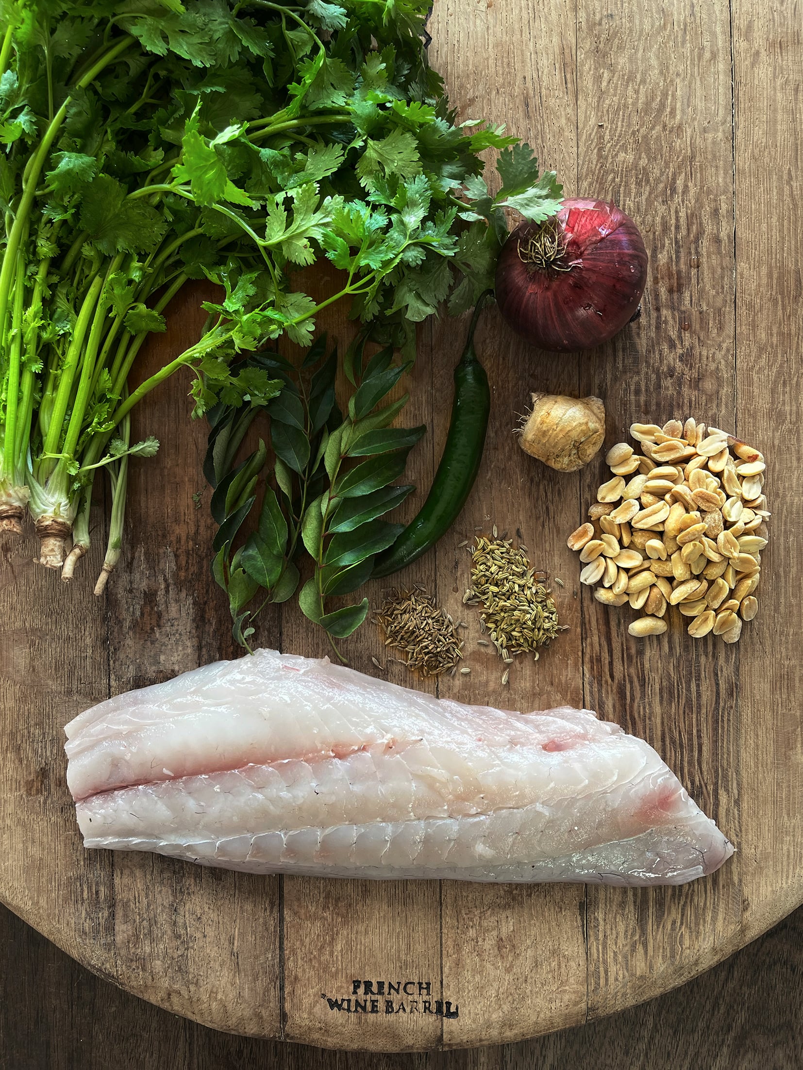 Banana leaf baked fish with aromatic coriander paste