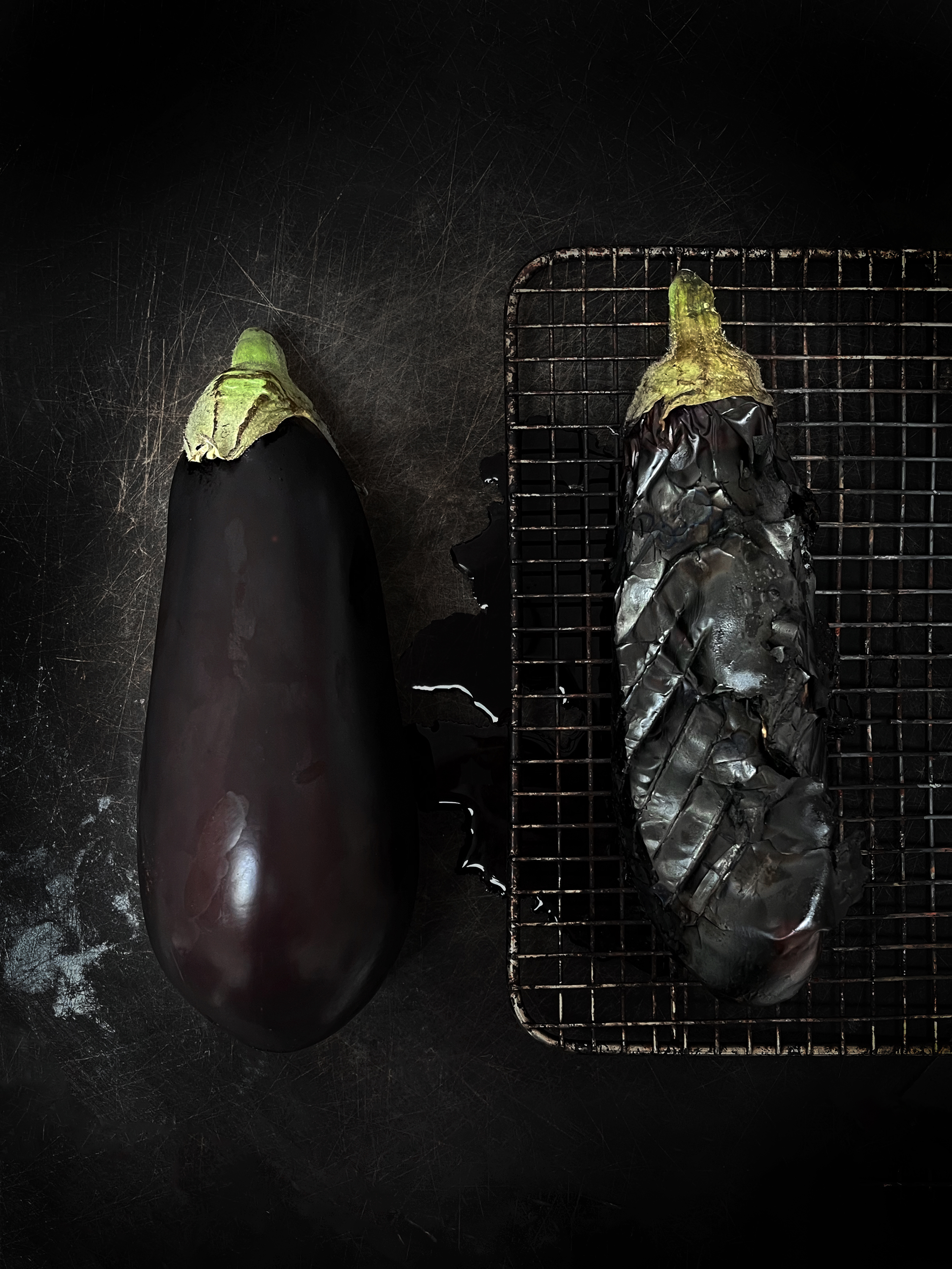 Smoky eggplant with yoghurt, tahini and seeds