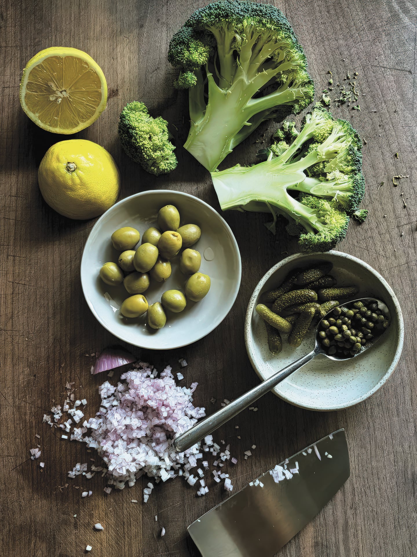 Broccoli and green olive salad