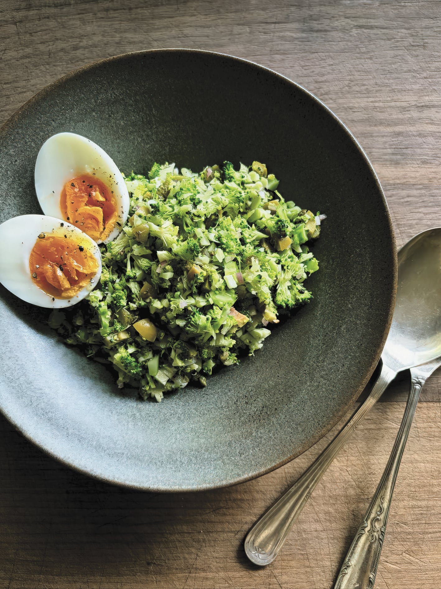 Broccoli and green olive salad