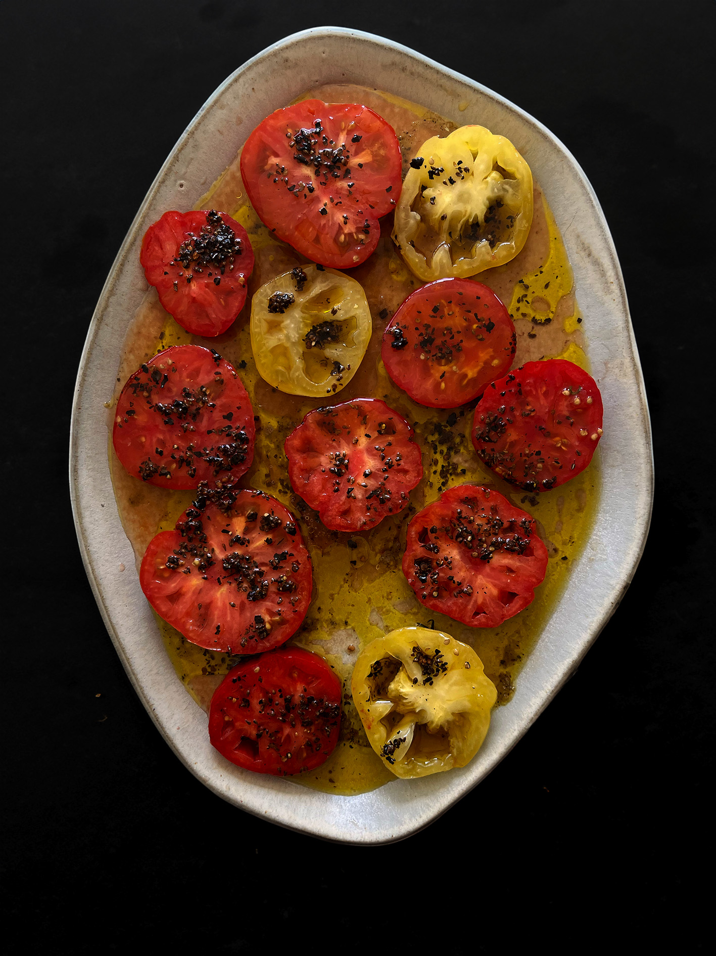 Dressed tomatoes.