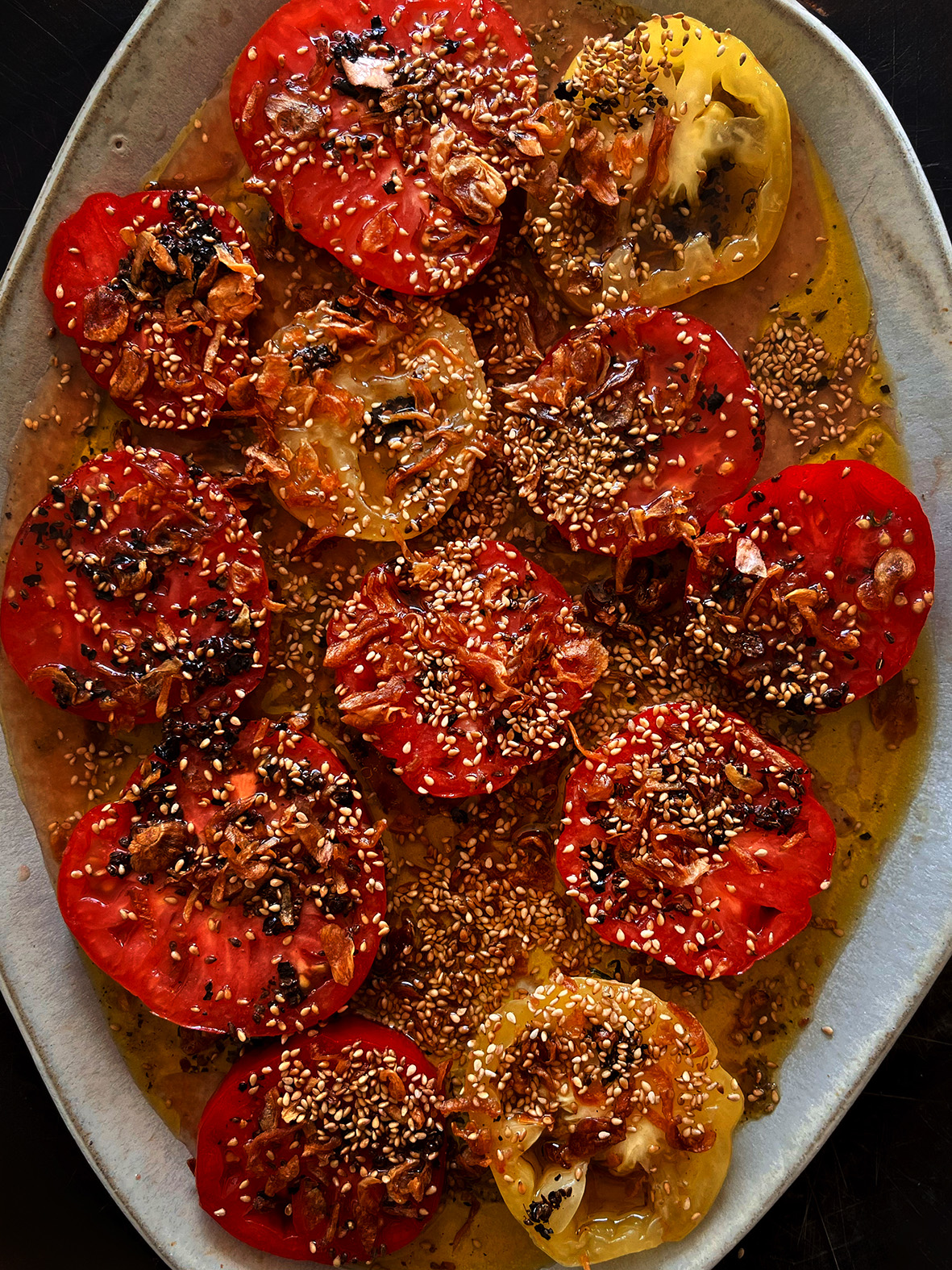 Dressed tomatoes.