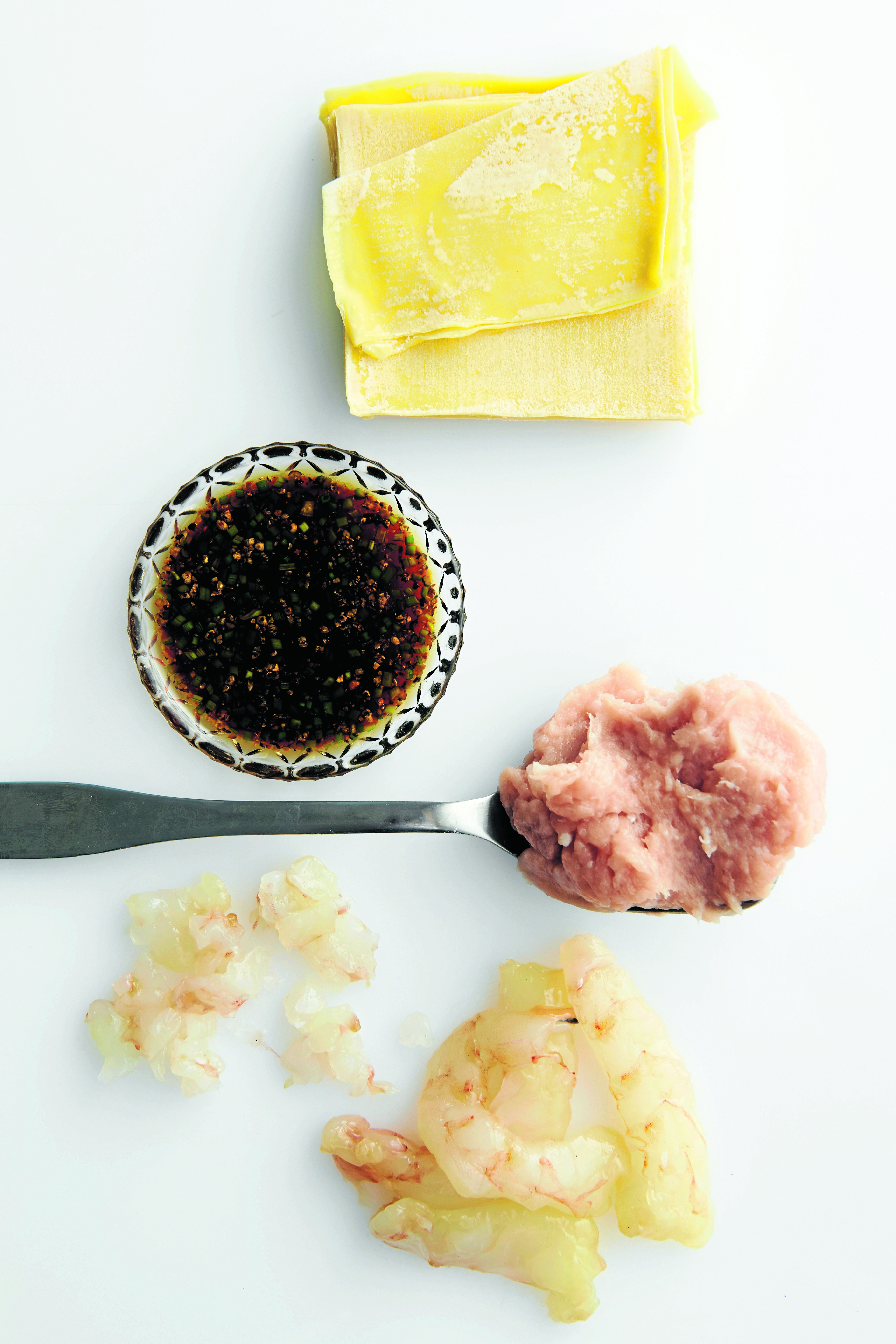 Prawn and chicken dumplings with spiced vinegar