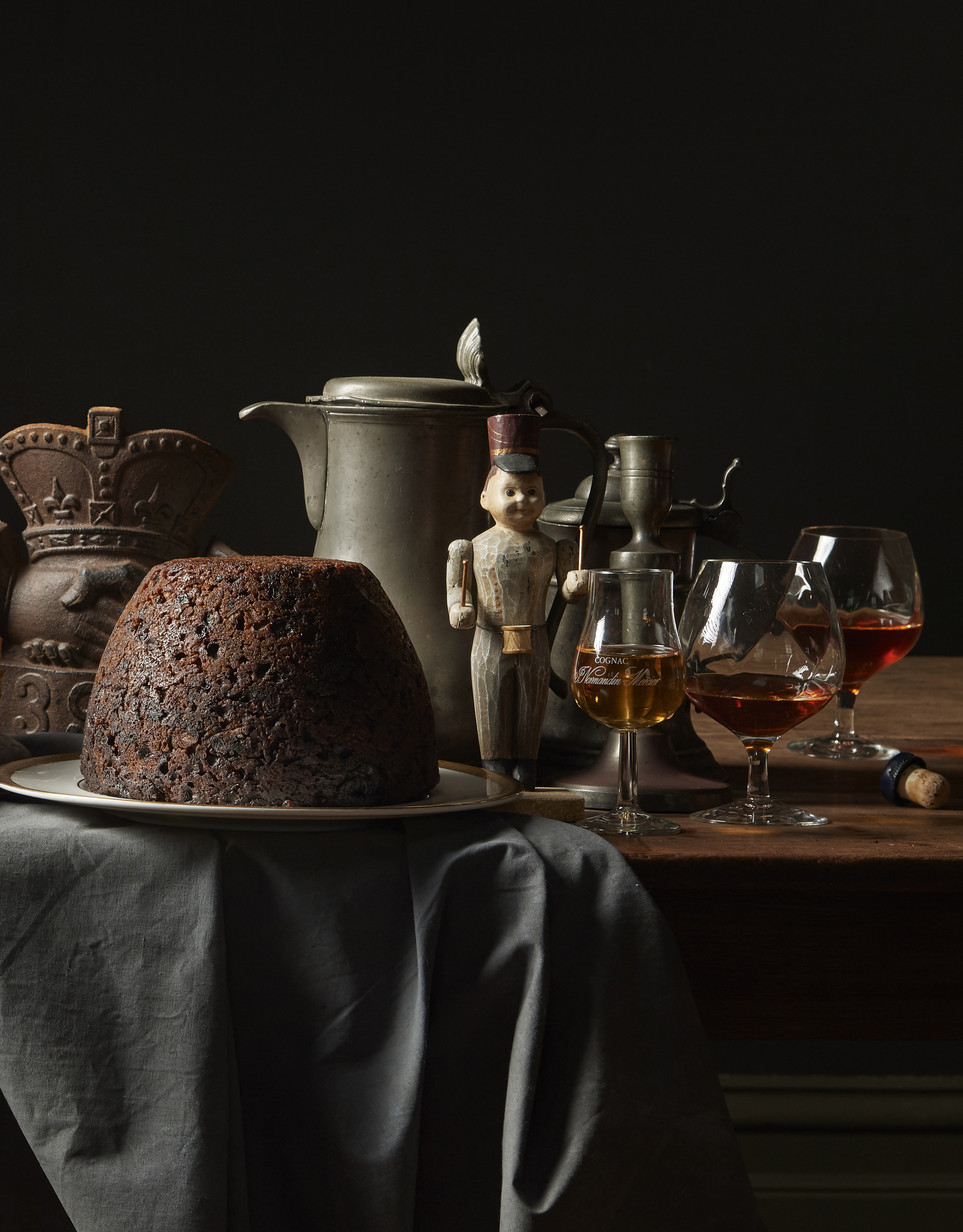 Galette des rois, and plum pudding with Armagnac custard
